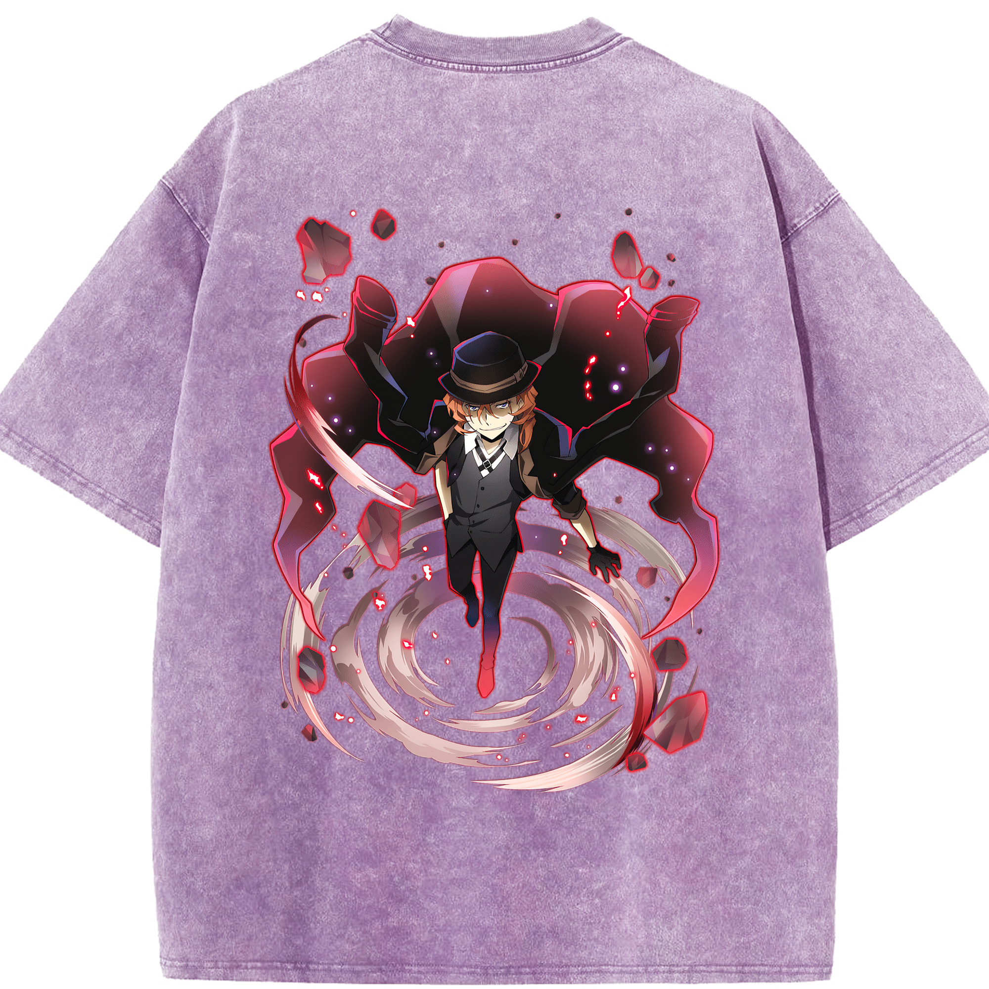 （画像用） 文豪ストレイドッグス Bungo Stray Dogs 綿100% ヴィンテージ風 半袖Tシャツ（背面プリント）