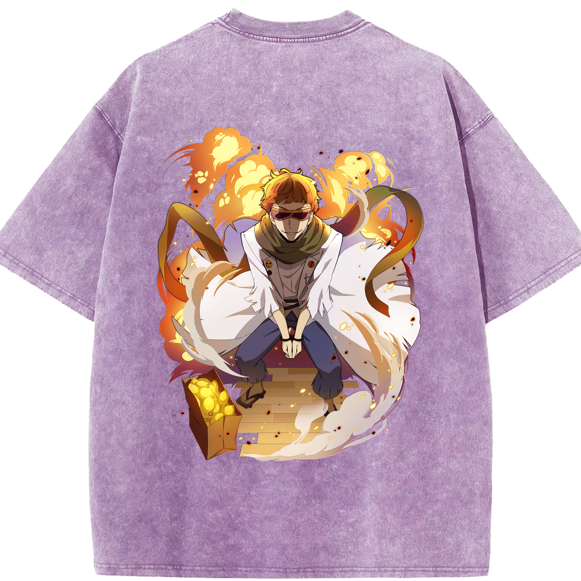 （画像用） 文豪ストレイドッグス Bungo Stray Dogs 綿100% ヴィンテージ風 半袖Tシャツ（背面プリント）