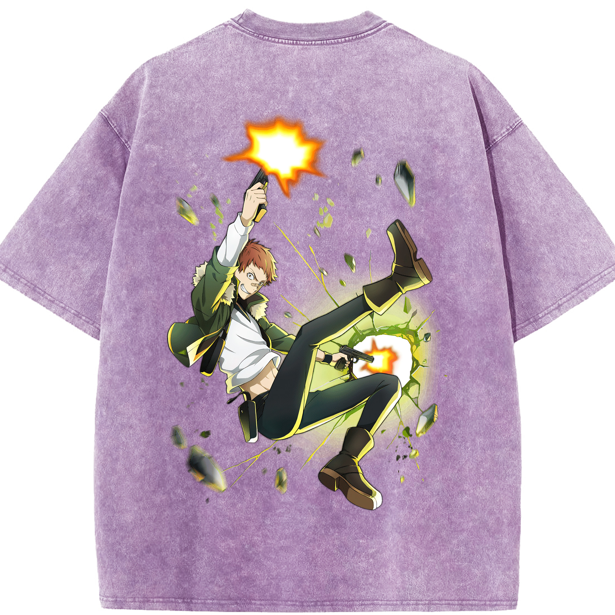 （画像用） 文豪ストレイドッグス Bungo Stray Dogs 綿100% ヴィンテージ風 半袖Tシャツ（背面プリント）