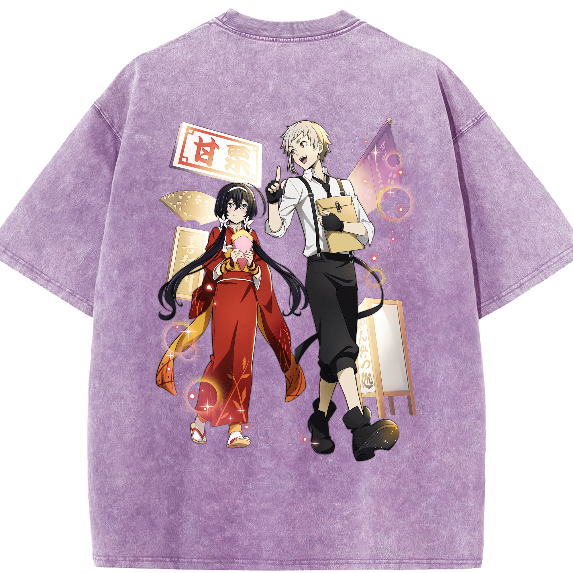（画像用） 文豪ストレイドッグス Bungo Stray Dogs 綿100% ヴィンテージ風 半袖Tシャツ（背面プリント）