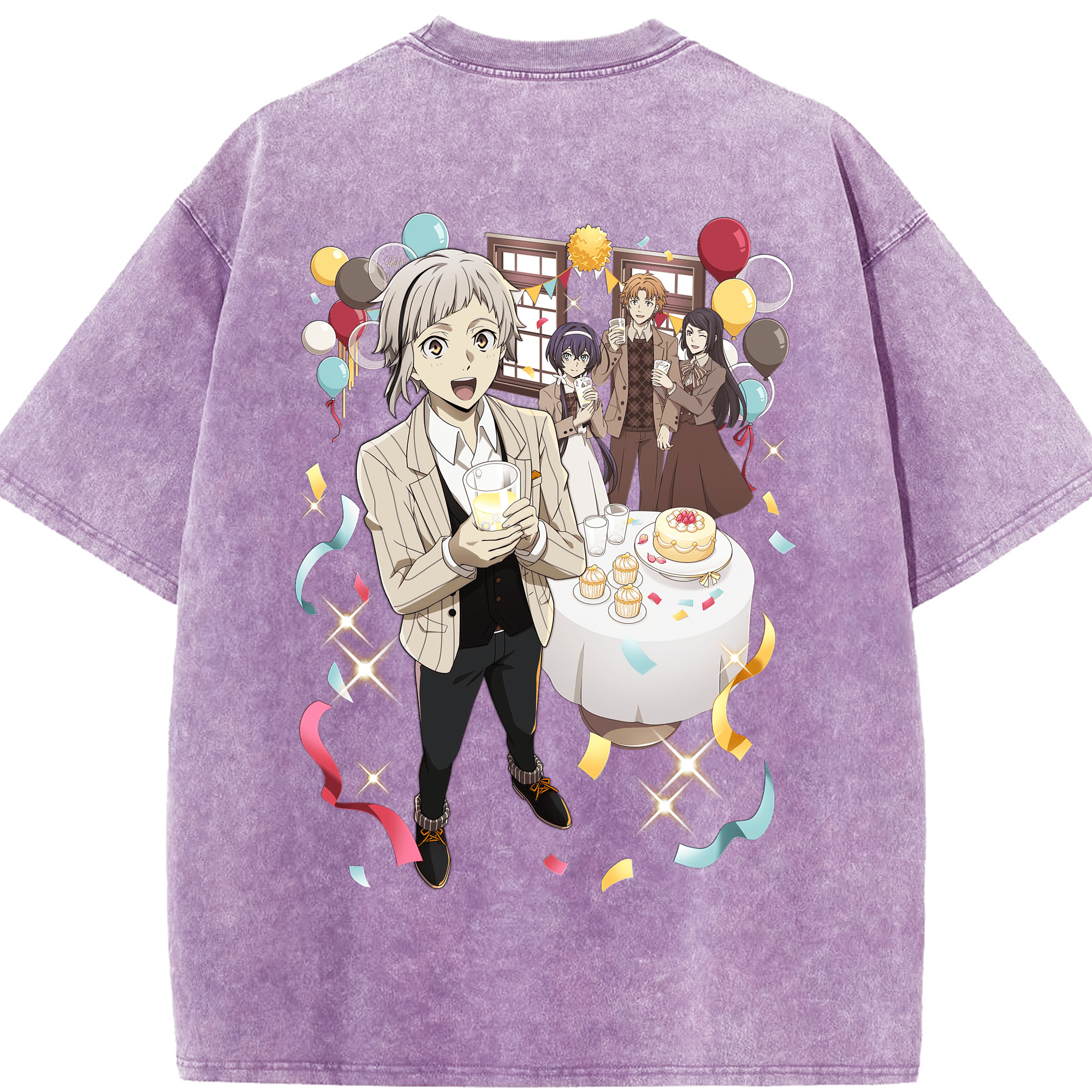 （画像用） 文豪ストレイドッグス Bungo Stray Dogs 綿100% ヴィンテージ風 半袖Tシャツ（背面プリント）