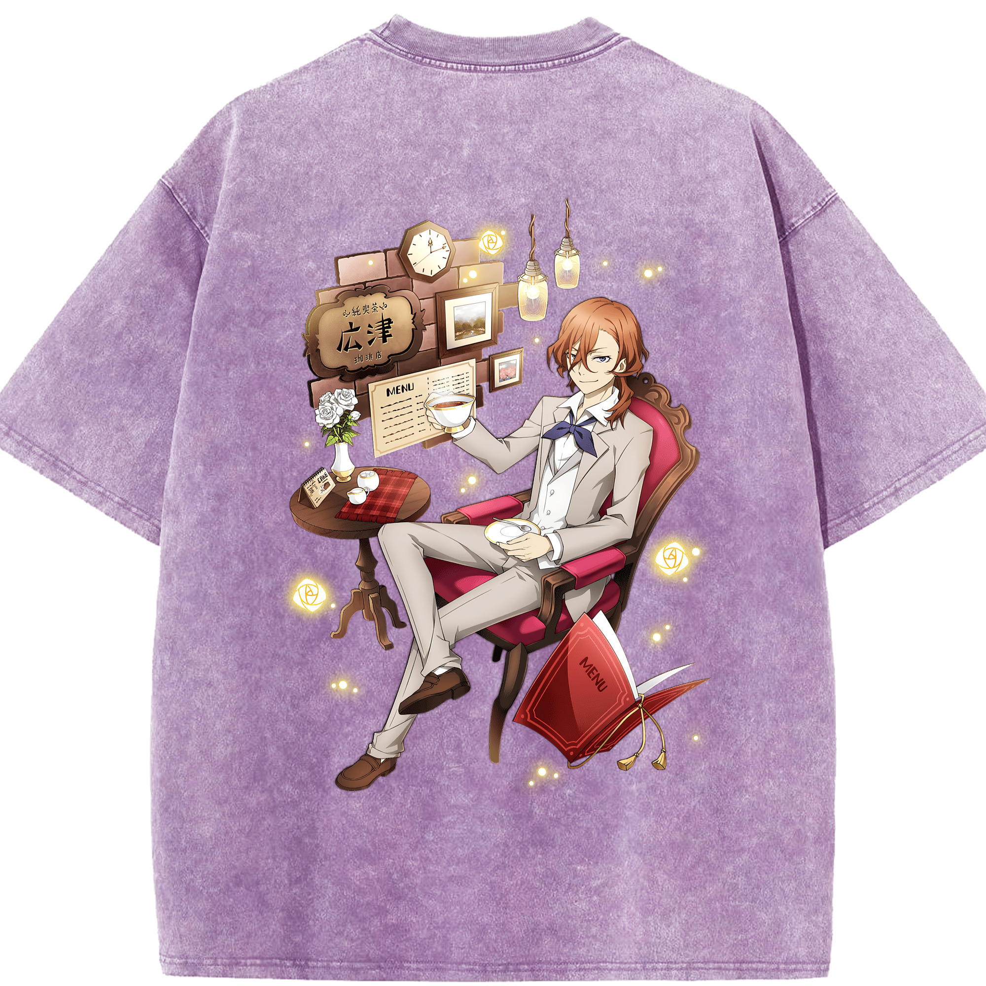 （画像用） 文豪ストレイドッグス Bungo Stray Dogs 綿100% ヴィンテージ風 半袖Tシャツ（背面プリント）