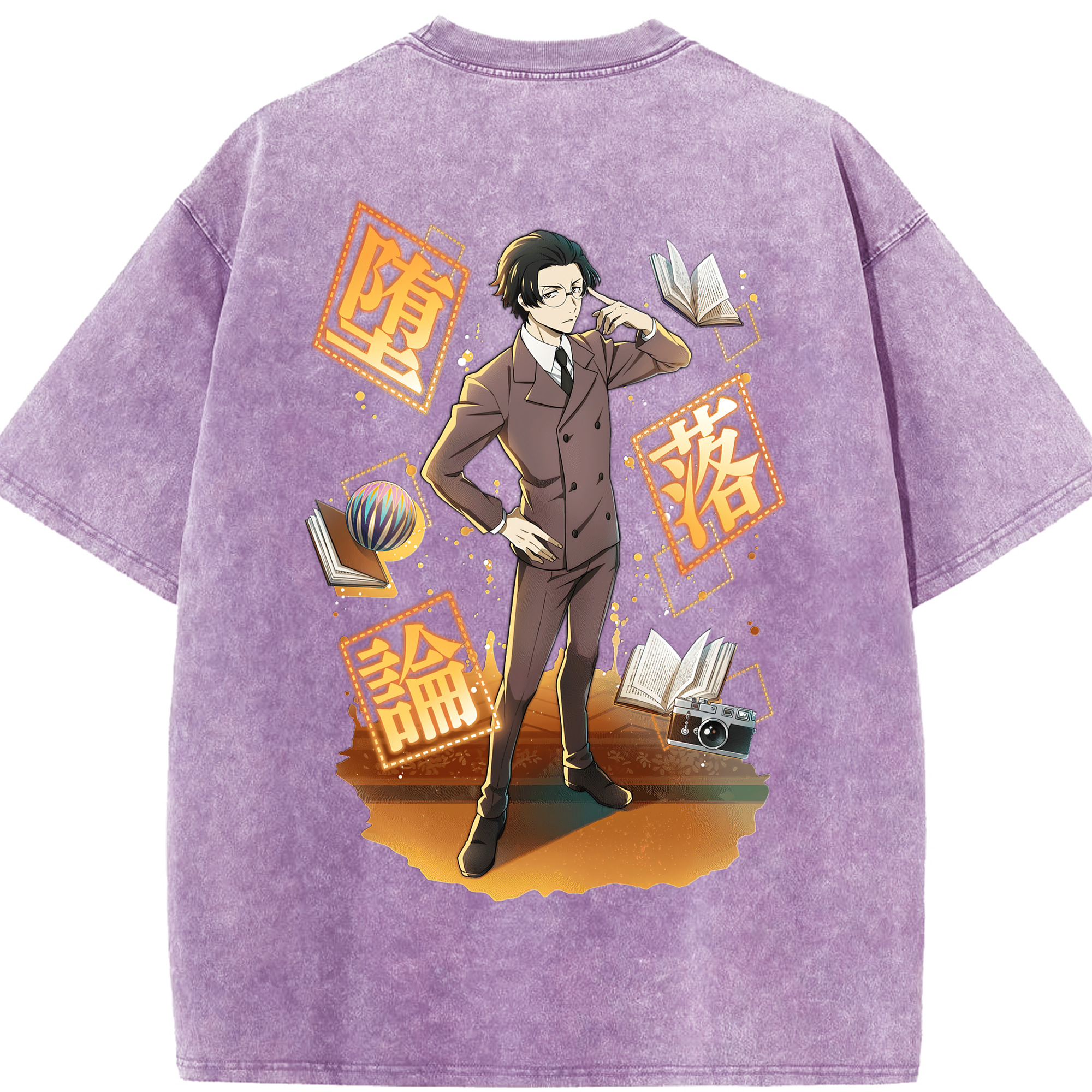 （画像用） 文豪ストレイドッグス Bungo Stray Dogs 綿100% ヴィンテージ風 半袖Tシャツ（背面プリント）