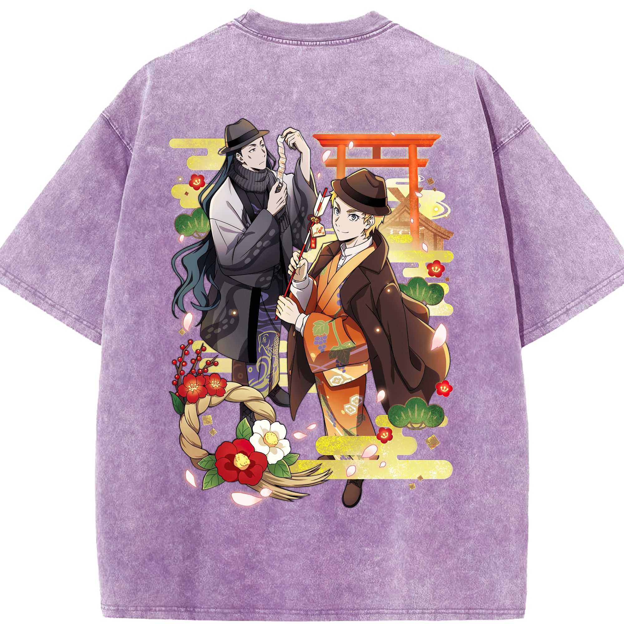 （画像用） 文豪ストレイドッグス Bungo Stray Dogs 綿100% ヴィンテージ風 半袖Tシャツ（背面プリント）
