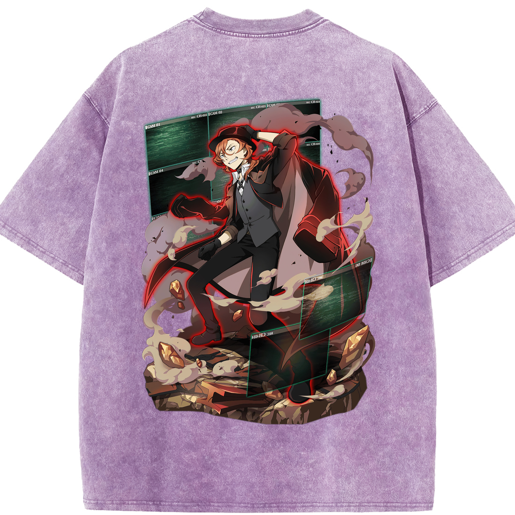 （画像用） 文豪ストレイドッグス Bungo Stray Dogs 綿100% ヴィンテージ風 半袖Tシャツ（背面プリント）