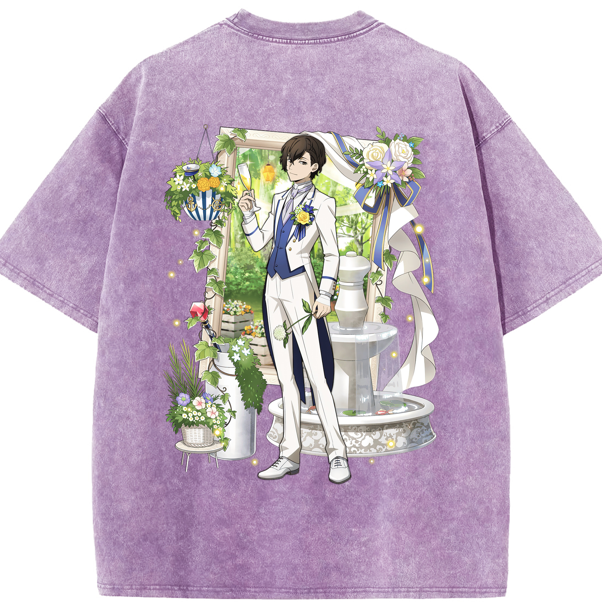 （画像用） 文豪ストレイドッグス Bungo Stray Dogs 綿100% ヴィンテージ風 半袖Tシャツ（背面プリント）