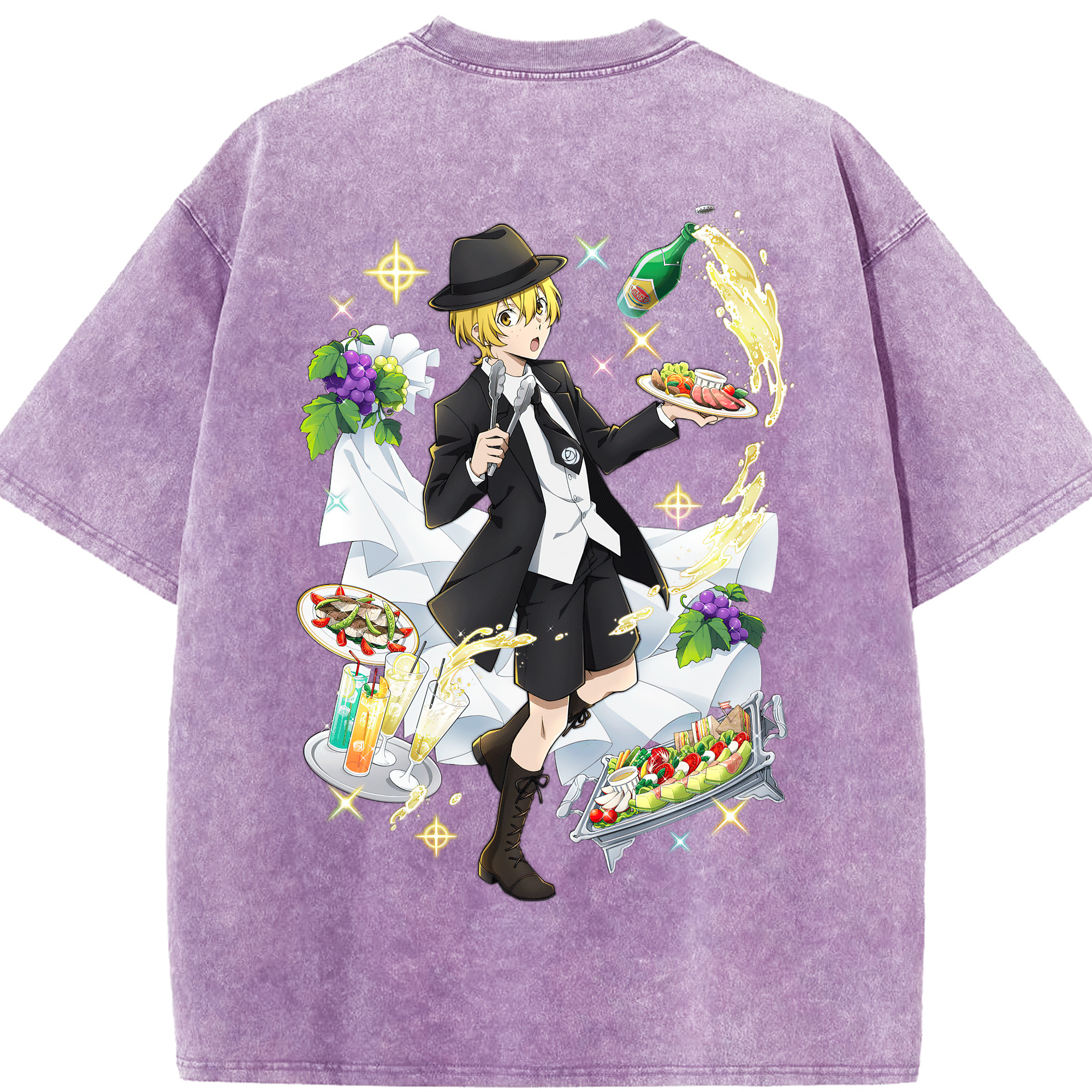 （画像用） 文豪ストレイドッグス Bungo Stray Dogs 綿100% ヴィンテージ風 半袖Tシャツ（背面プリント）