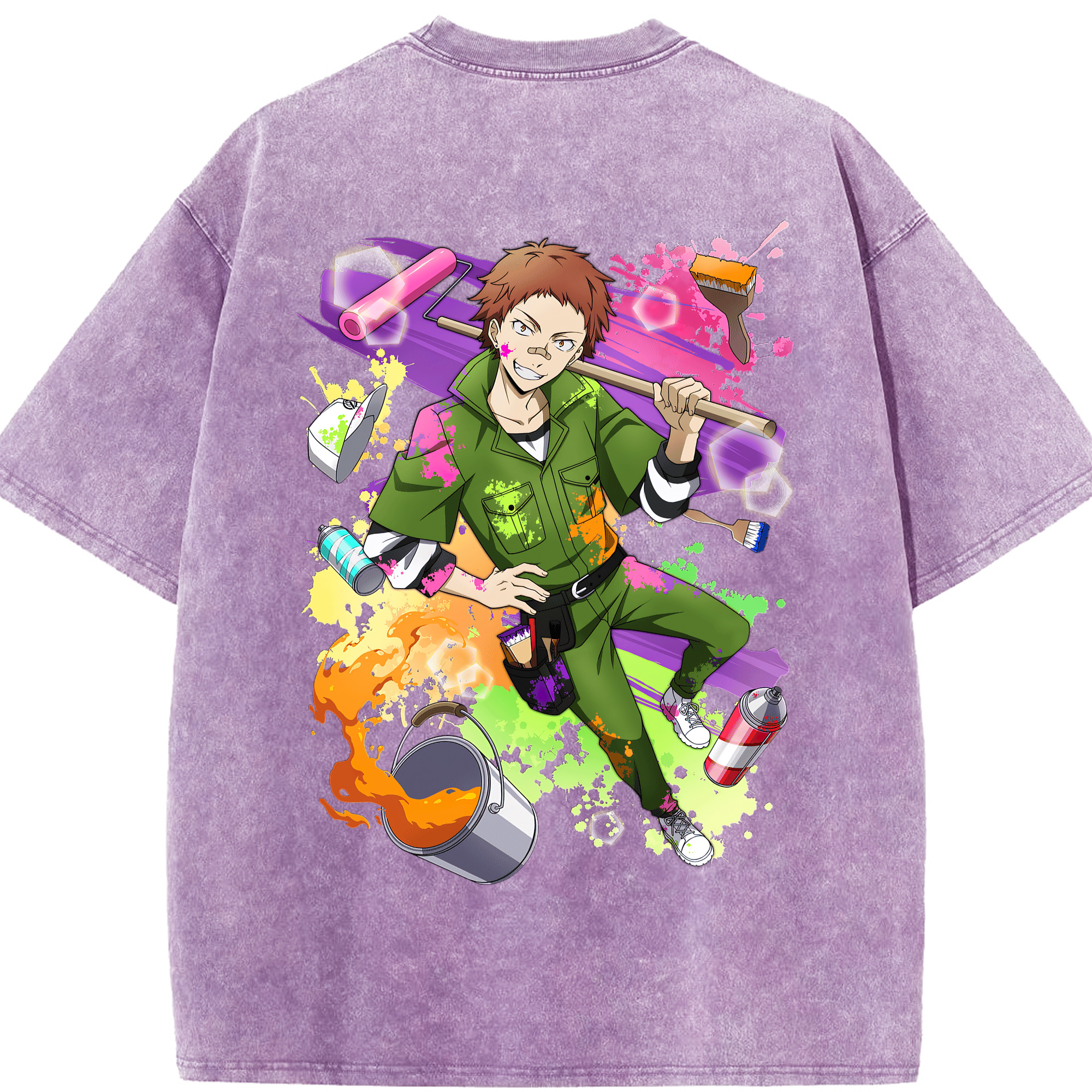 （画像用） 文豪ストレイドッグス Bungo Stray Dogs 綿100% ヴィンテージ風 半袖Tシャツ（背面プリント）