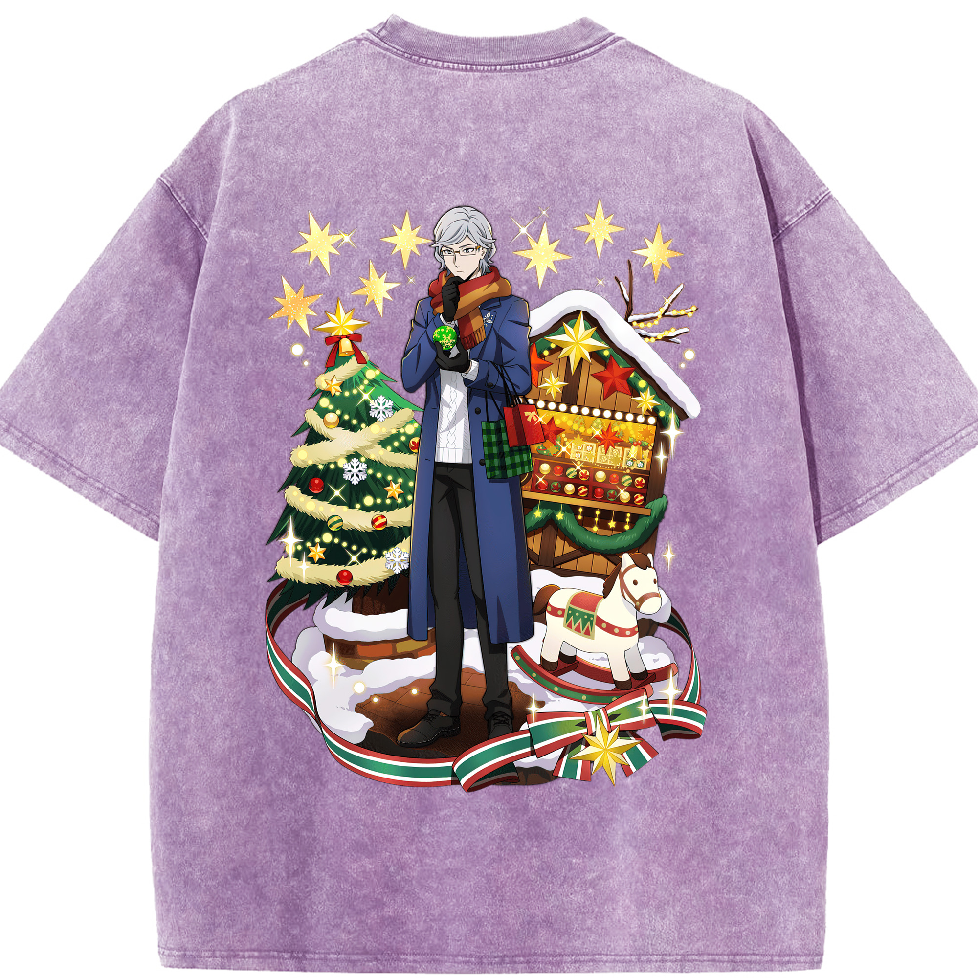 （画像用） 文豪ストレイドッグス Bungo Stray Dogs 綿100% ヴィンテージ風 半袖Tシャツ（背面プリント）