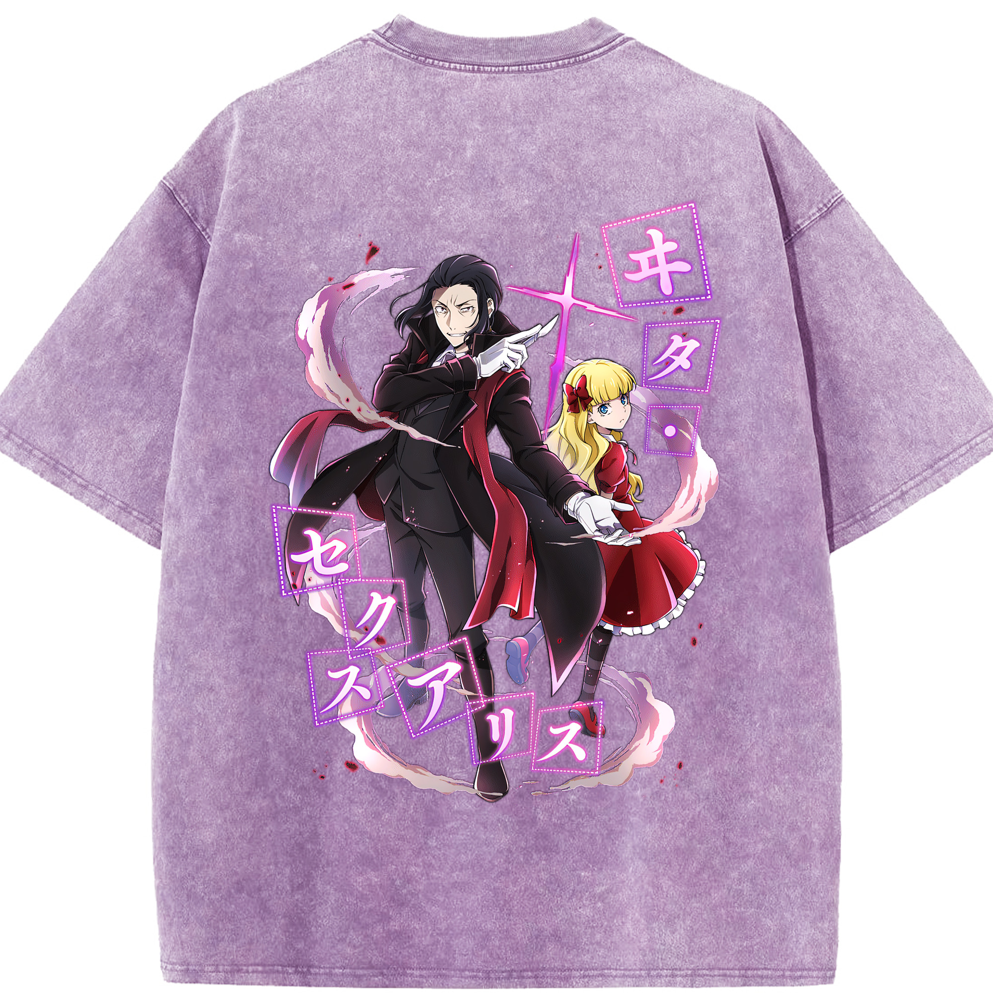 （画像用） 文豪ストレイドッグス Bungo Stray Dogs 綿100% ヴィンテージ風 半袖Tシャツ（背面プリント）