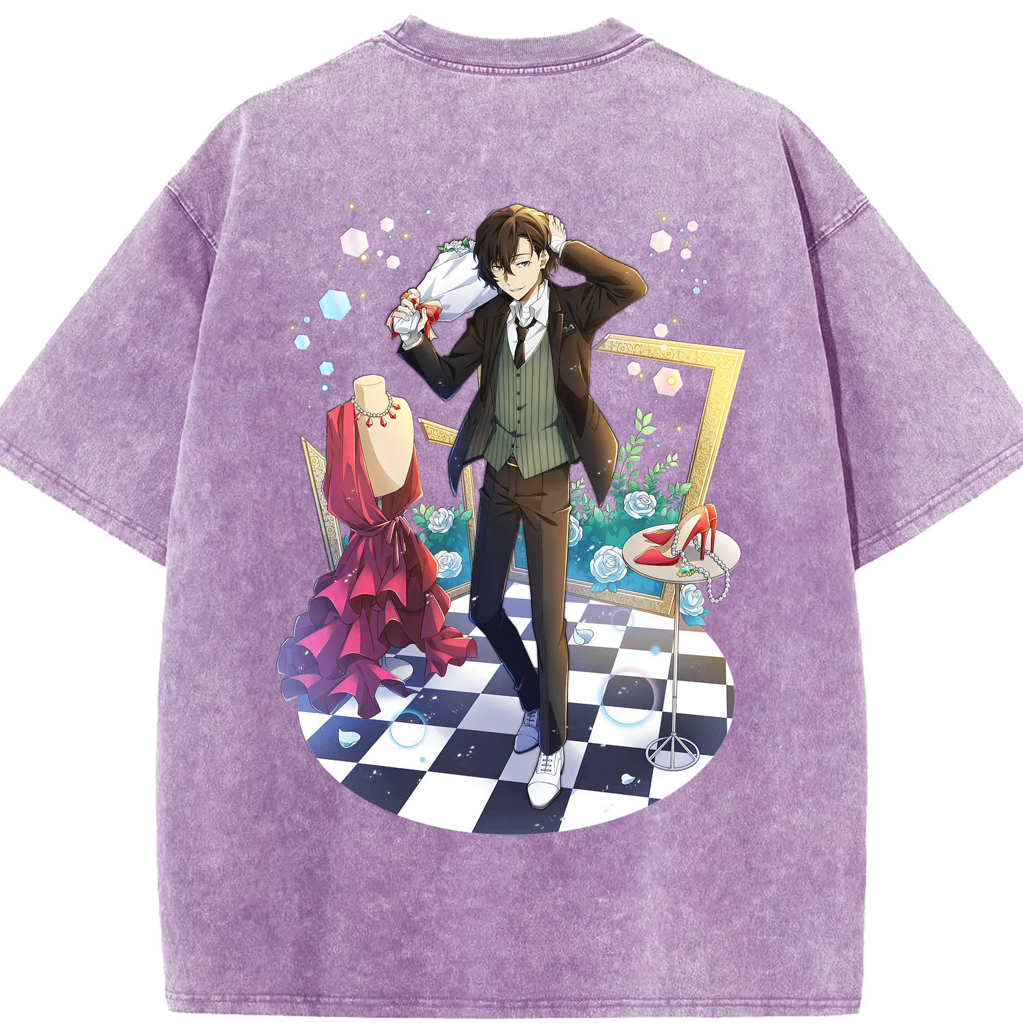 （画像用） 文豪ストレイドッグス Bungo Stray Dogs 綿100% ヴィンテージ風 半袖Tシャツ（背面プリント）