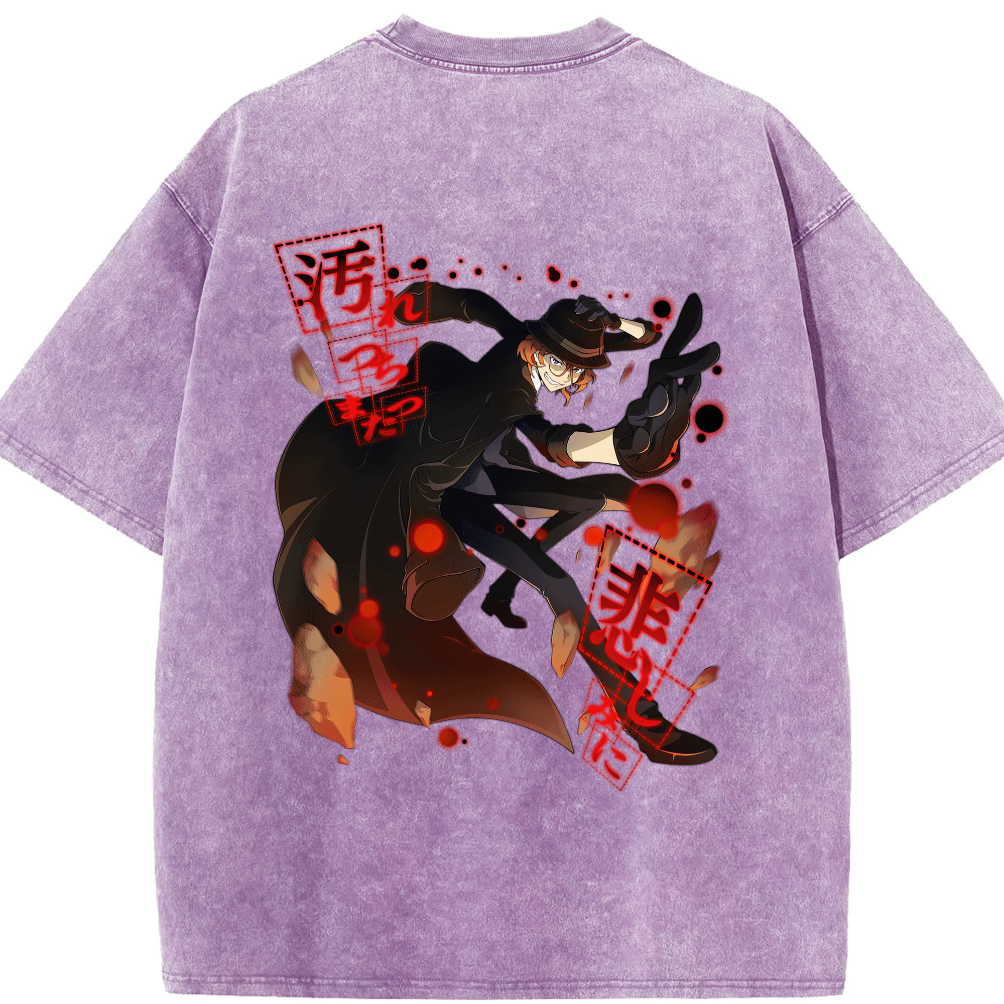 （画像用） 文豪ストレイドッグス Bungo Stray Dogs 綿100% ヴィンテージ風 半袖Tシャツ（背面プリント）