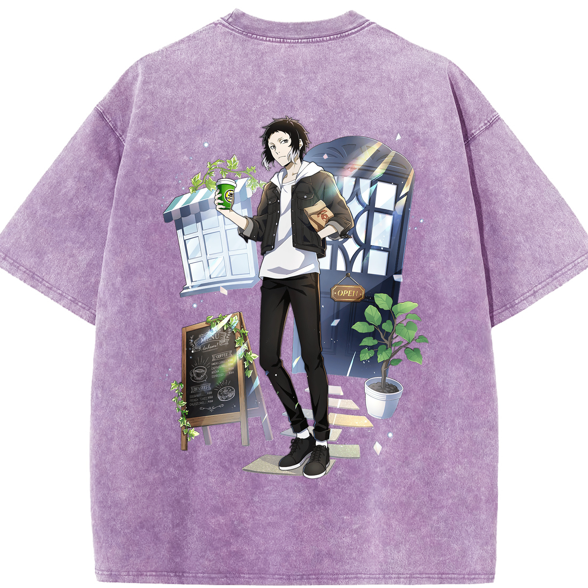（画像用） 文豪ストレイドッグス Bungo Stray Dogs 綿100% ヴィンテージ風 半袖Tシャツ（背面プリント）
