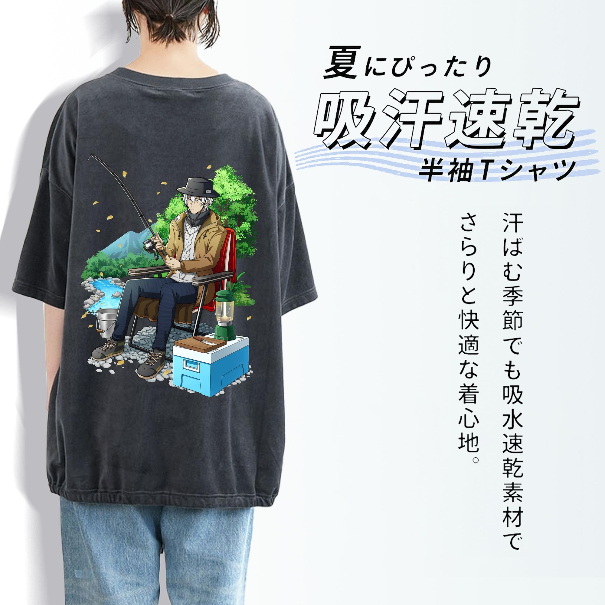 文豪ストレイドッグス Bungo Stray Dogs 綿100% ヴィンテージ風 半袖Tシャツ（背面プリント）