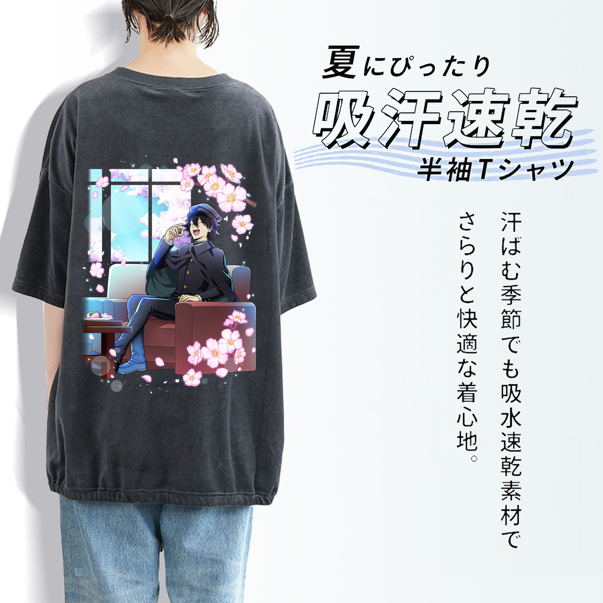 文豪ストレイドッグス Bungo Stray Dogs 綿100% ヴィンテージ風 半袖Tシャツ（背面プリント）