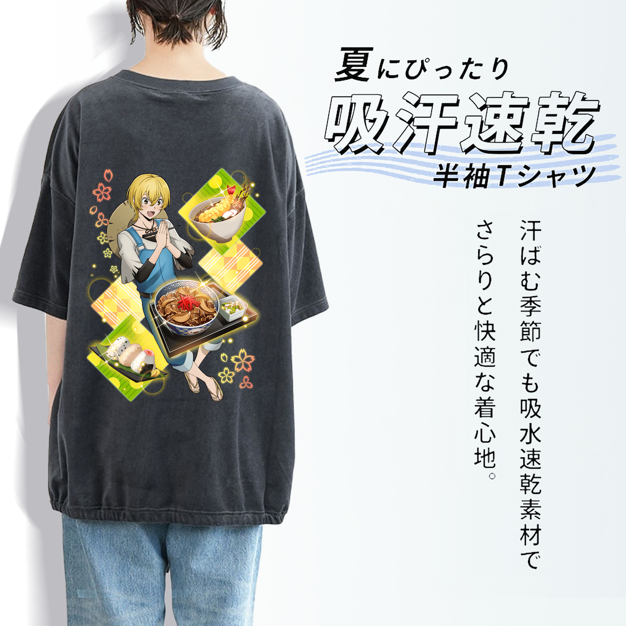 文豪ストレイドッグス Bungo Stray Dogs 綿100% ヴィンテージ風 半袖Tシャツ（背面プリント）