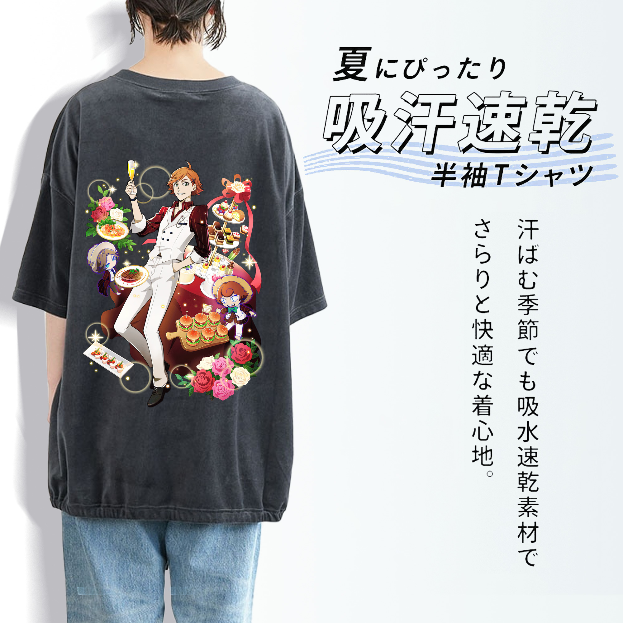 文豪ストレイドッグス Bungo Stray Dogs 綿100% ヴィンテージ風 半袖Tシャツ（背面プリント）