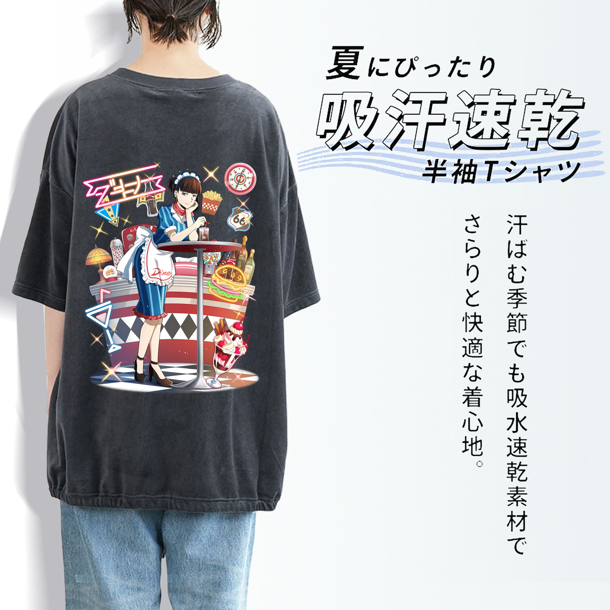 文豪ストレイドッグス Bungo Stray Dogs 綿100% ヴィンテージ風 半袖Tシャツ（背面プリント）