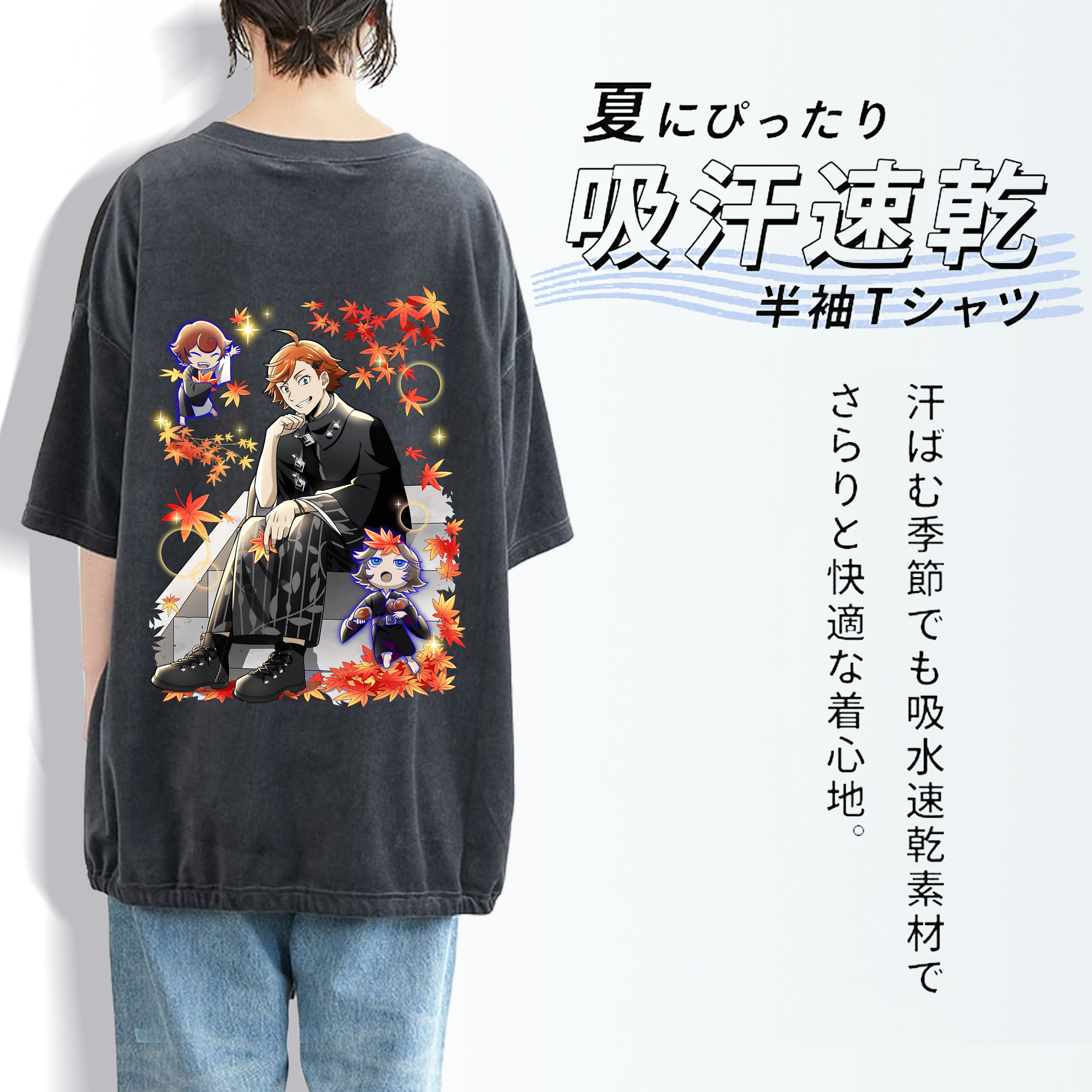 文豪ストレイドッグス Bungo Stray Dogs 綿100% ヴィンテージ風 半袖Tシャツ（背面プリント）