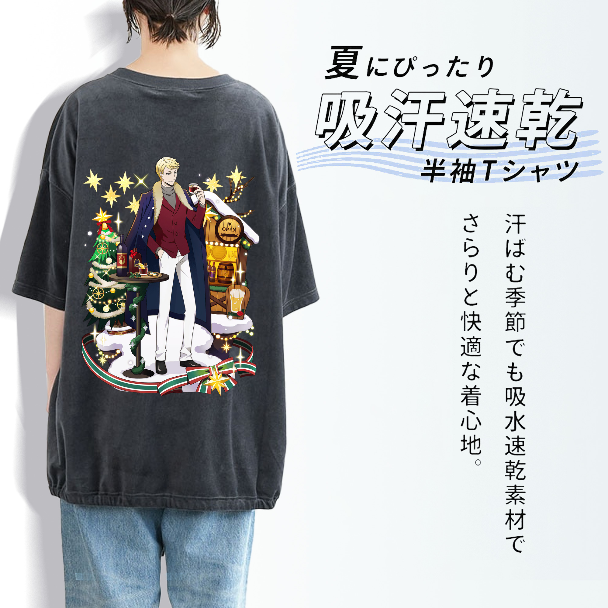 文豪ストレイドッグス Bungo Stray Dogs 綿100% ヴィンテージ風 半袖Tシャツ（背面プリント）