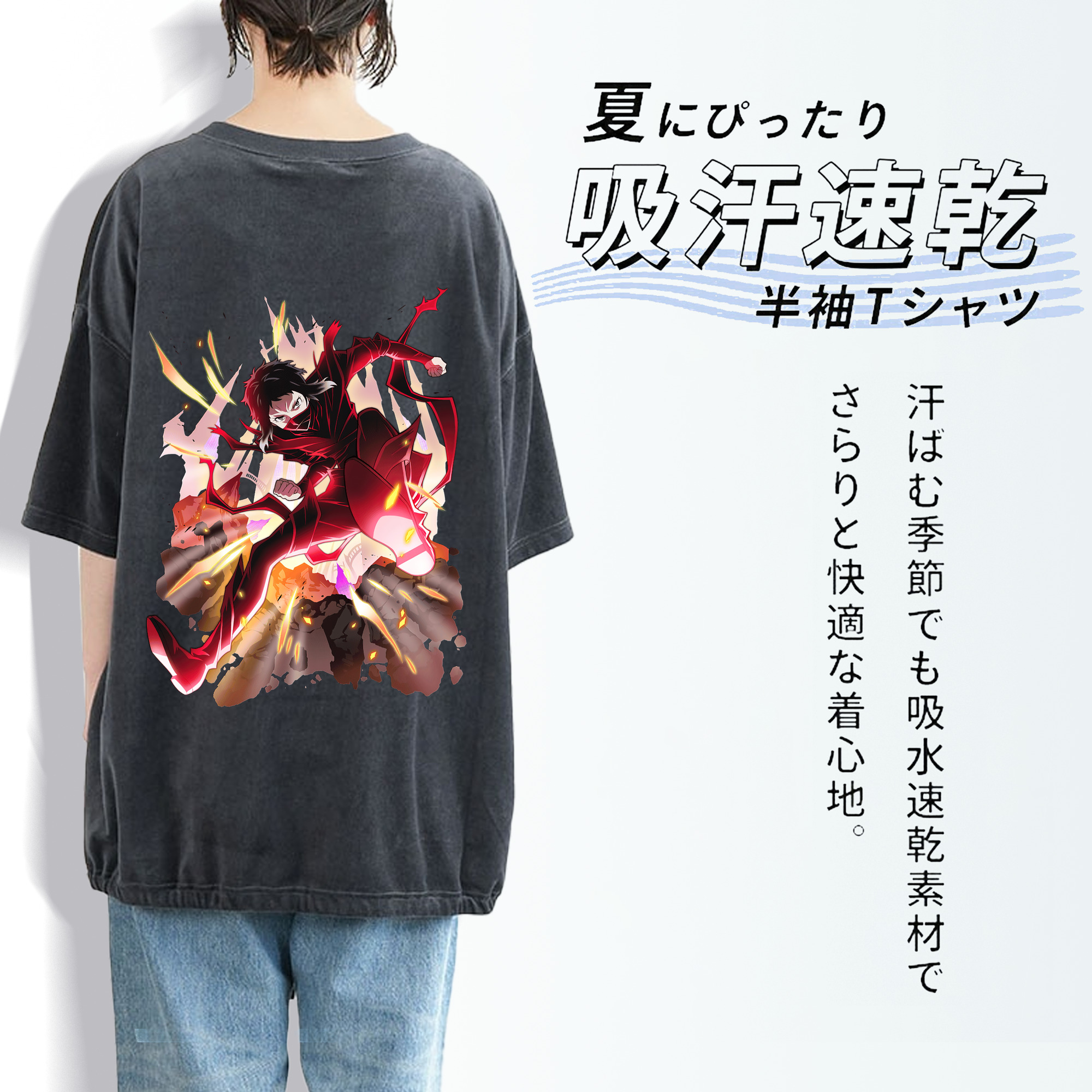 文豪ストレイドッグス Bungo Stray Dogs 綿100% ヴィンテージ風 半袖Tシャツ（背面プリント）
