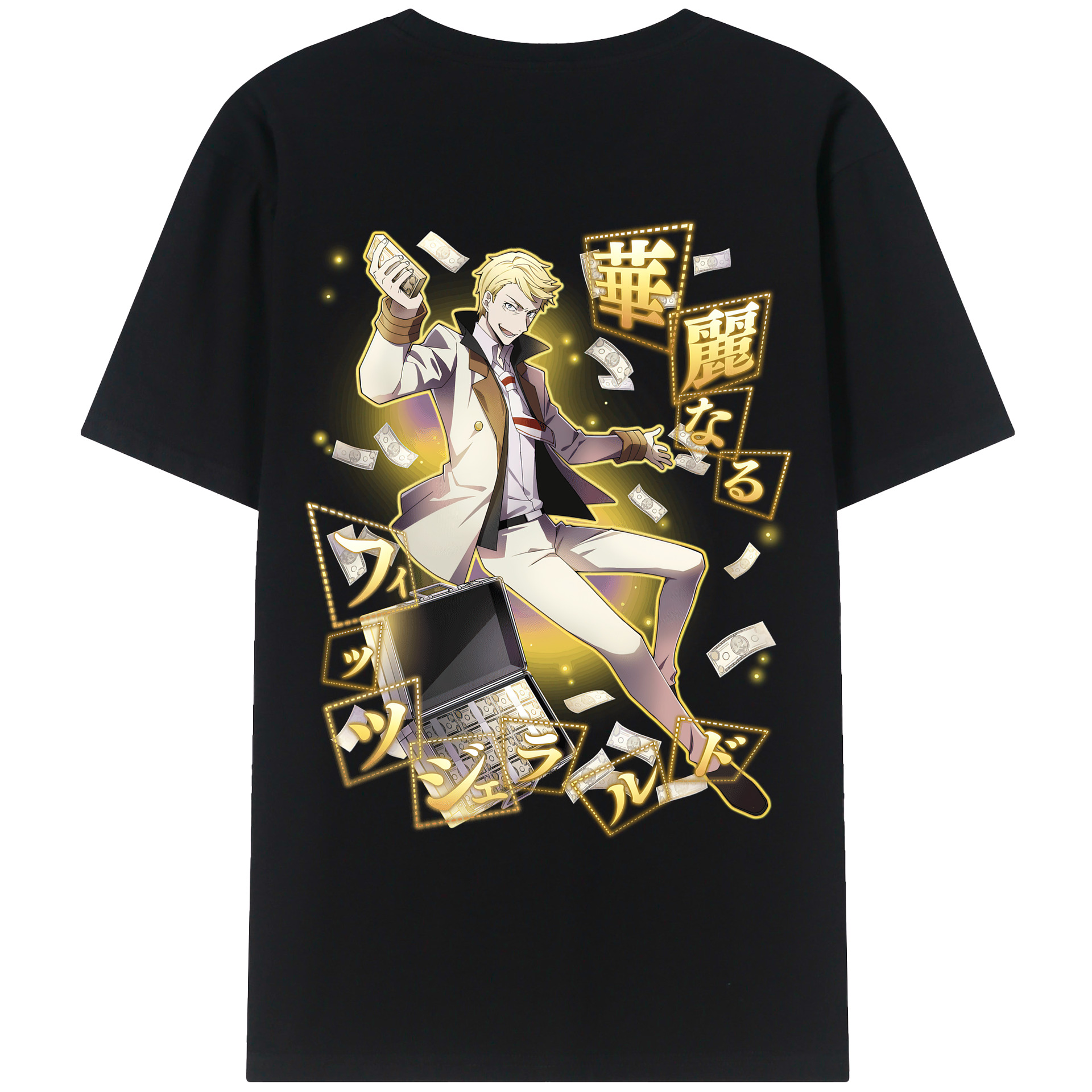 （画像用） 文豪ストレイドッグス Bungo Stray Dogs 綿100％ メンズ半袖Tシャツ（バックプリント） 通気性