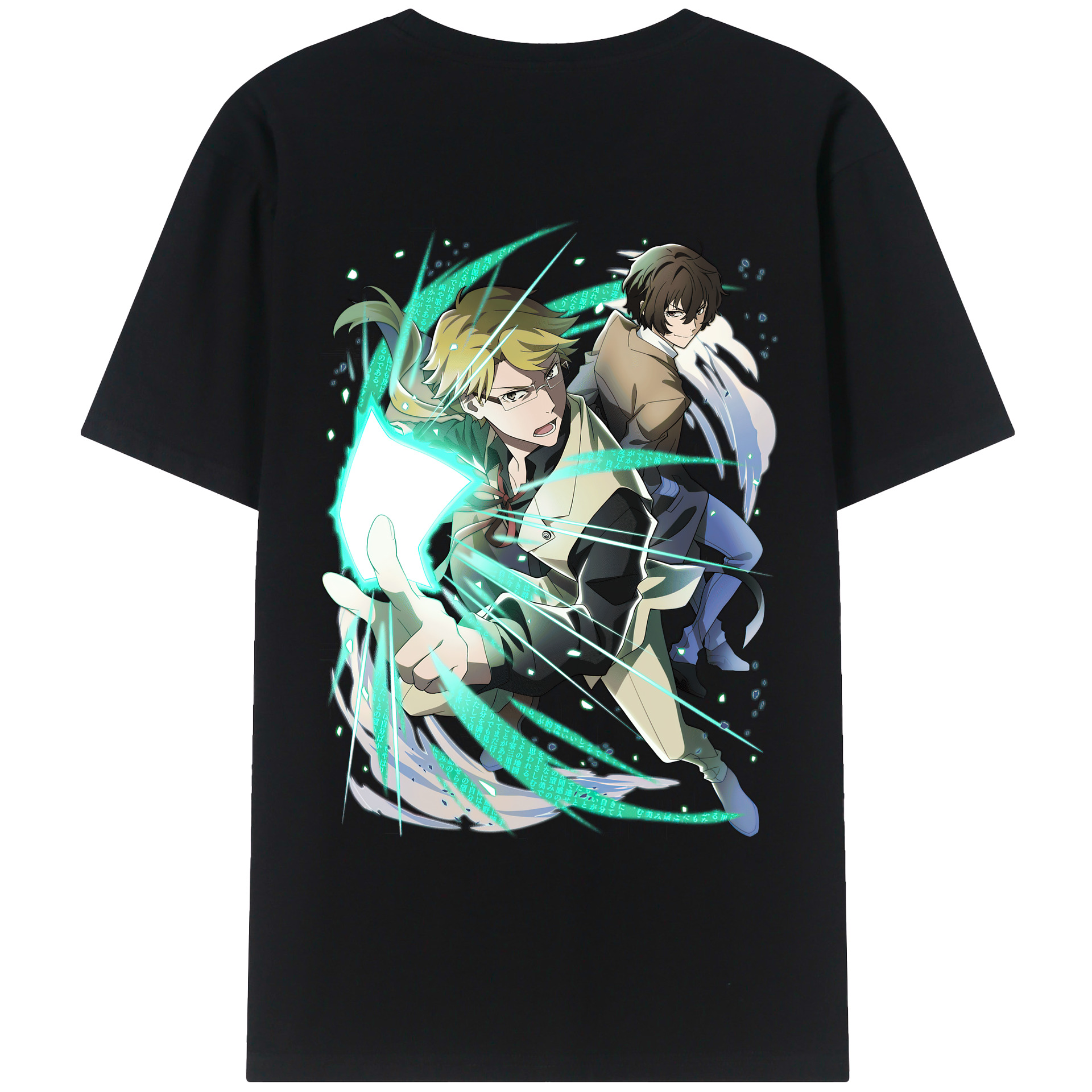 （画像用） 文豪ストレイドッグス Bungo Stray Dogs 綿100％ メンズ半袖Tシャツ（バックプリント） 通気性