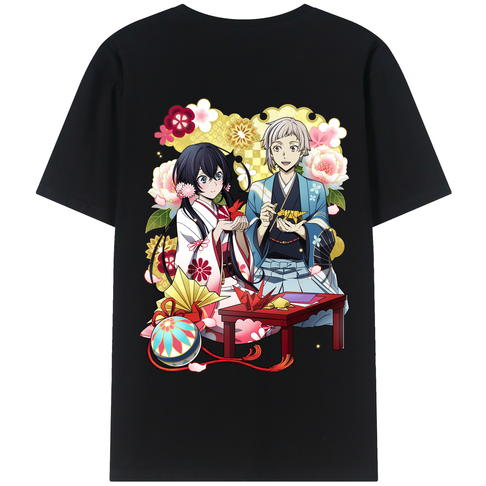 （画像用） 文豪ストレイドッグス Bungo Stray Dogs 綿100％ メンズ半袖Tシャツ（バックプリント） 通気性
