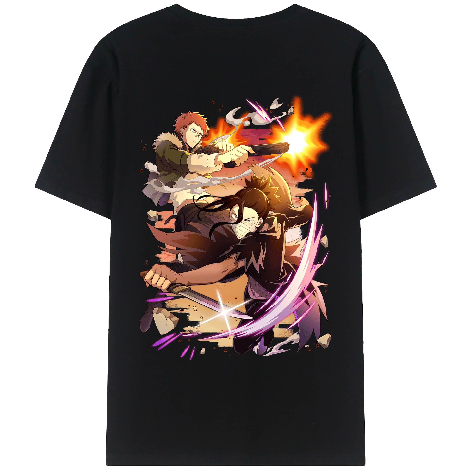 （画像用） 文豪ストレイドッグス Bungo Stray Dogs 綿100％ メンズ半袖Tシャツ（バックプリント） 通気性