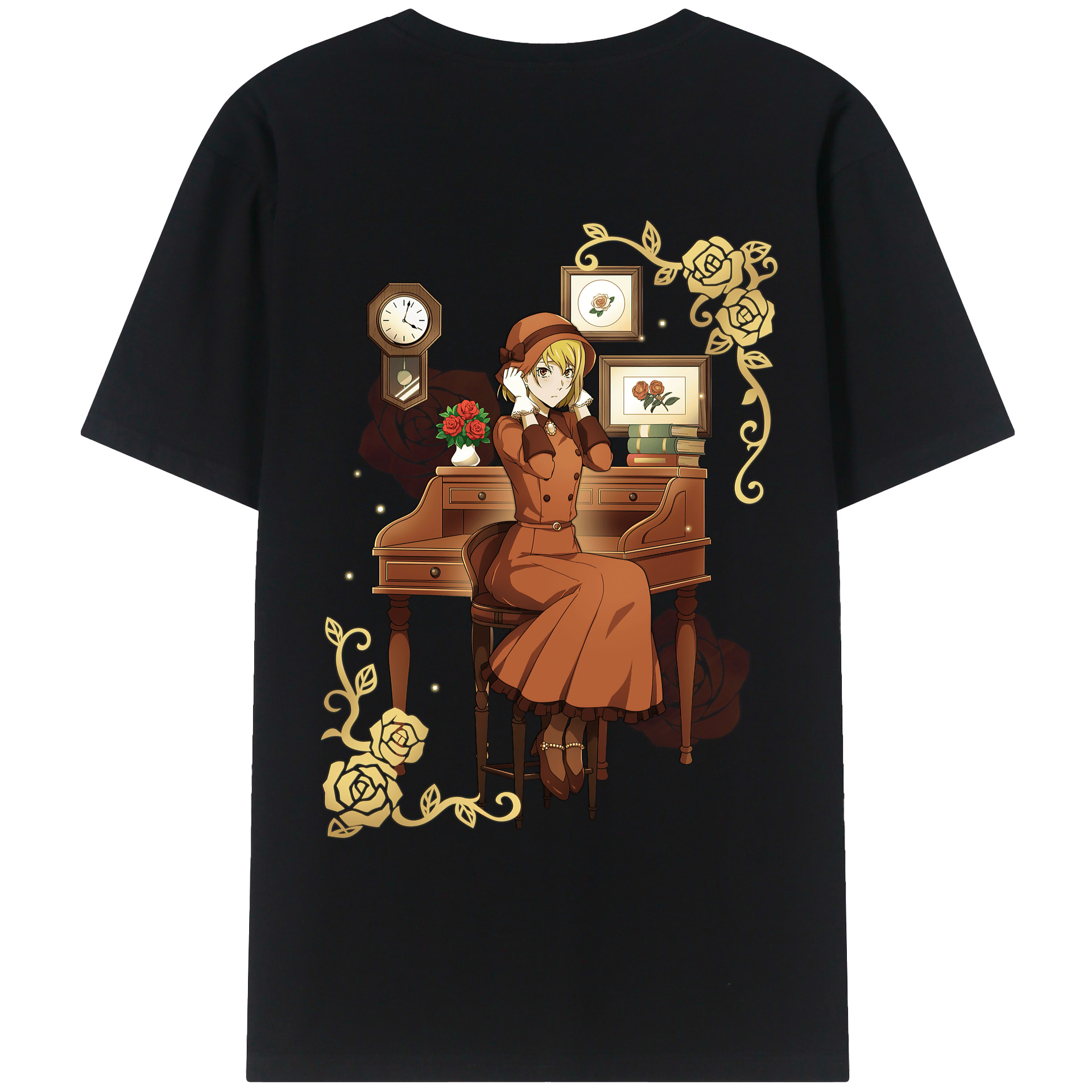 （画像用） 文豪ストレイドッグス Bungo Stray Dogs 綿100％ メンズ半袖Tシャツ（バックプリント） 通気性