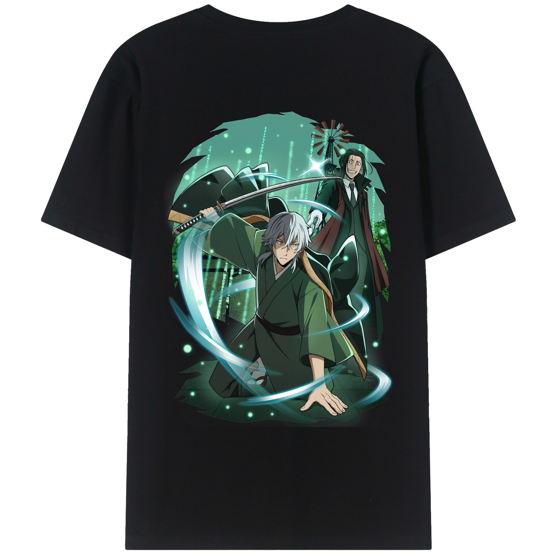 （画像用） 文豪ストレイドッグス Bungo Stray Dogs 綿100％ メンズ半袖Tシャツ（バックプリント） 通気性