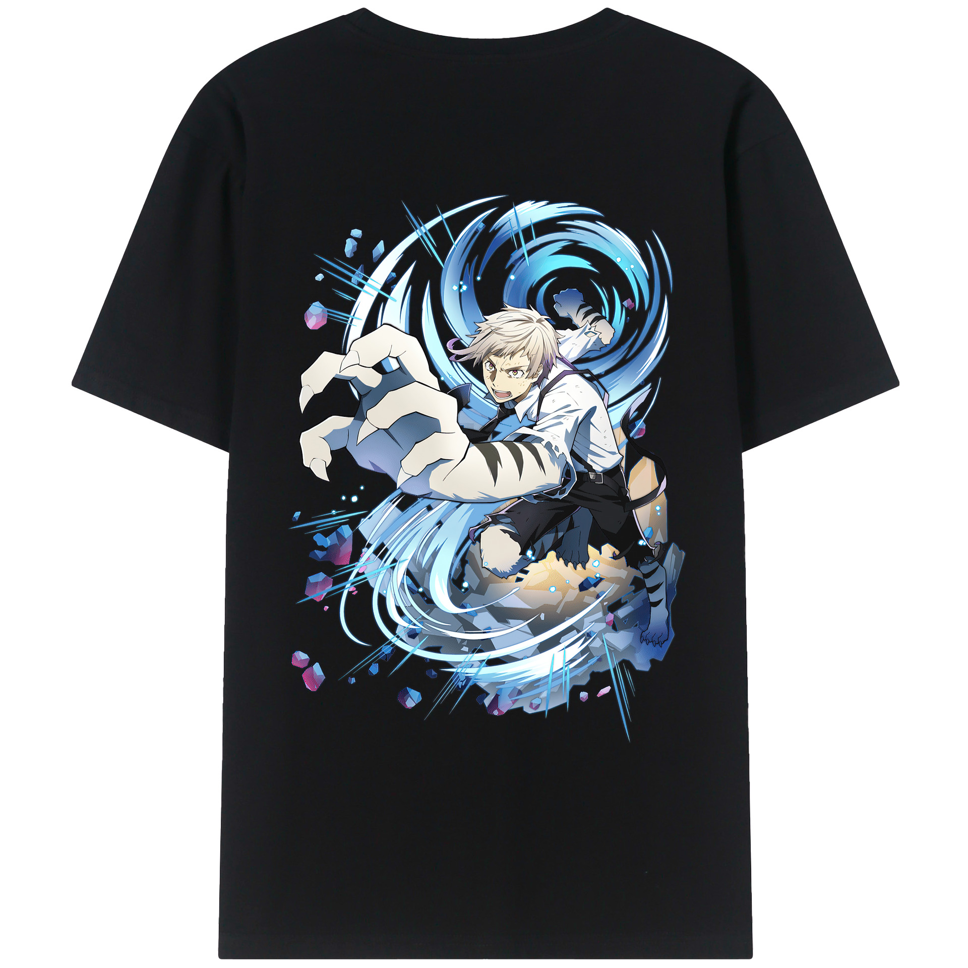 （画像用） 文豪ストレイドッグス Bungo Stray Dogs 綿100％ メンズ半袖Tシャツ（バックプリント） 通気性