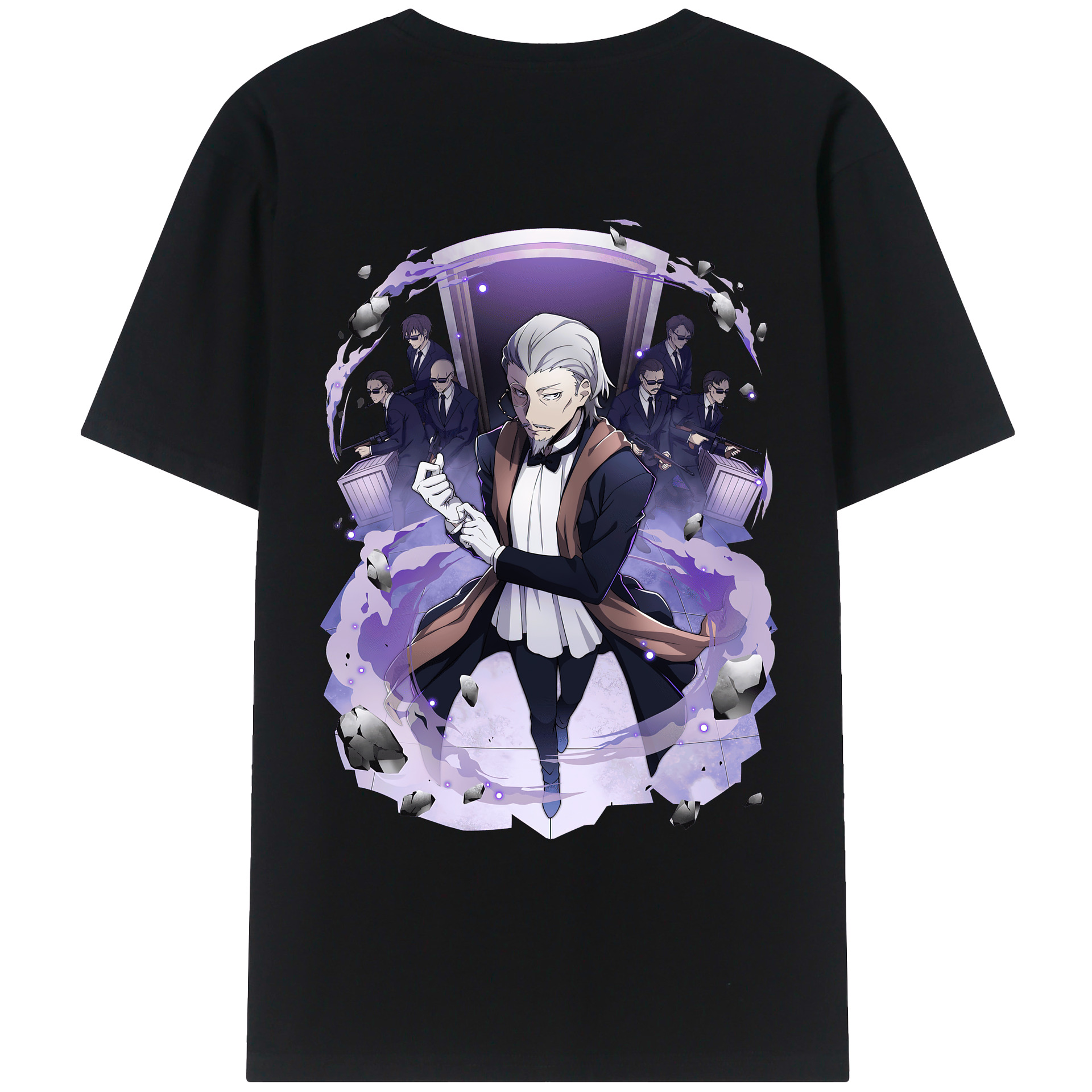 （画像用） 文豪ストレイドッグス Bungo Stray Dogs 綿100％ メンズ半袖Tシャツ（バックプリント） 通気性