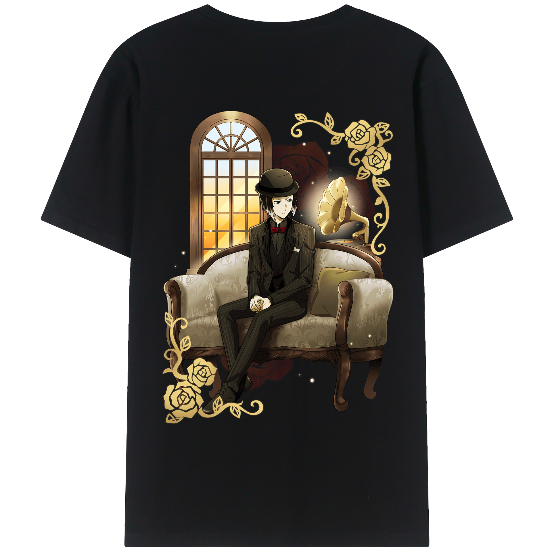 （画像用） 文豪ストレイドッグス Bungo Stray Dogs 綿100％ メンズ半袖Tシャツ（バックプリント） 通気性