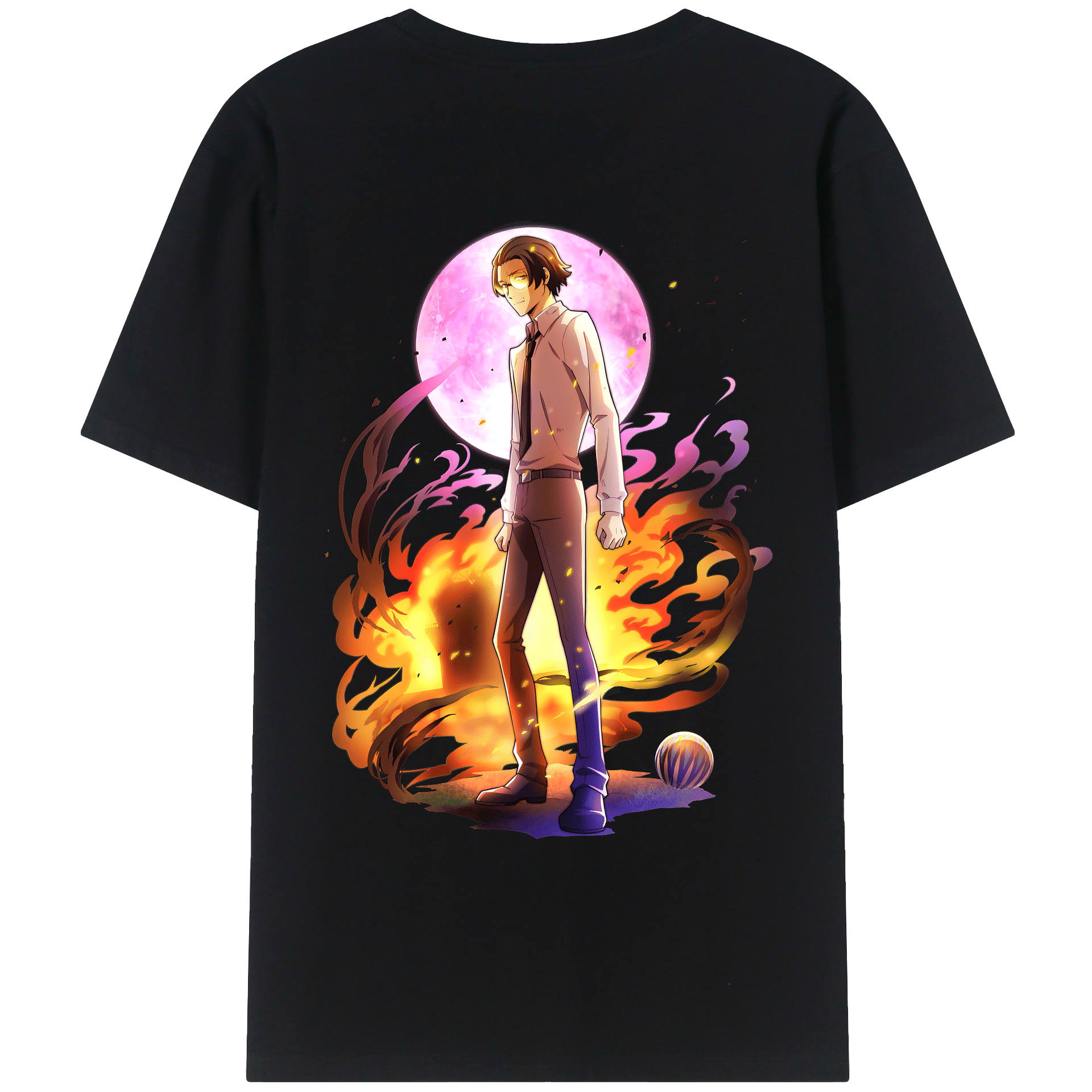 （画像用） 文豪ストレイドッグス Bungo Stray Dogs 綿100％ メンズ半袖Tシャツ（バックプリント） 通気性