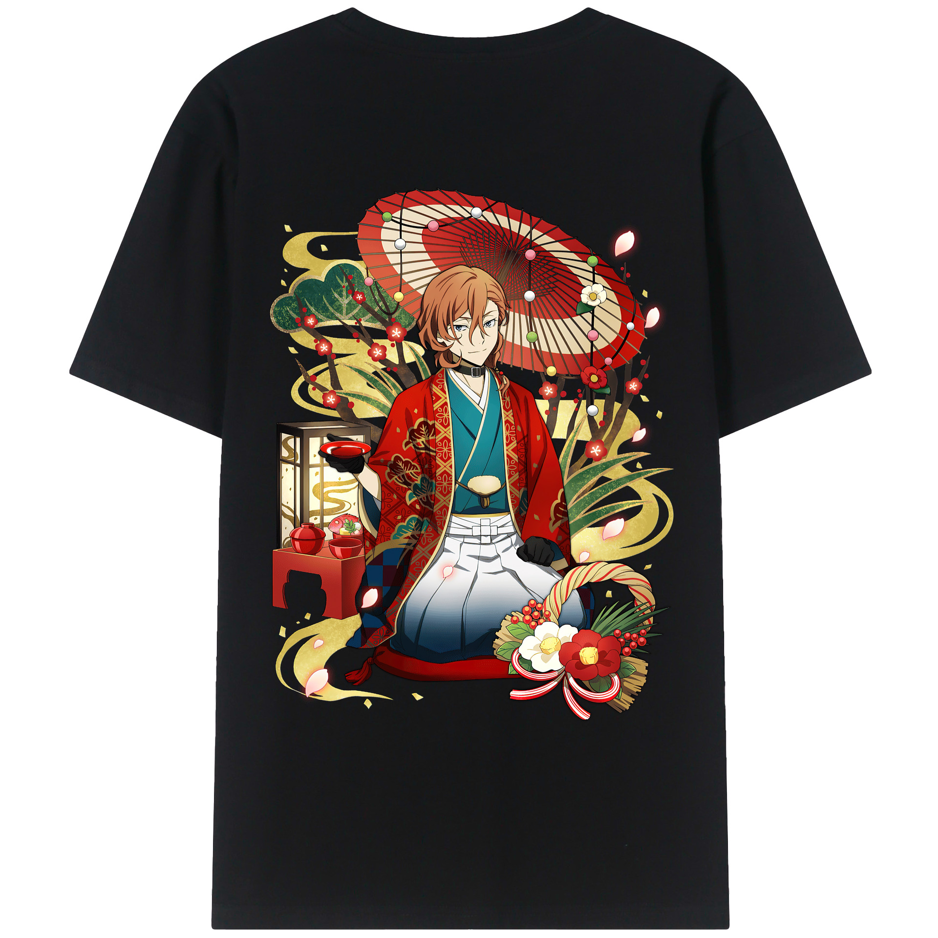 （画像用） 文豪ストレイドッグス Bungo Stray Dogs 綿100％ メンズ半袖Tシャツ（バックプリント） 通気性