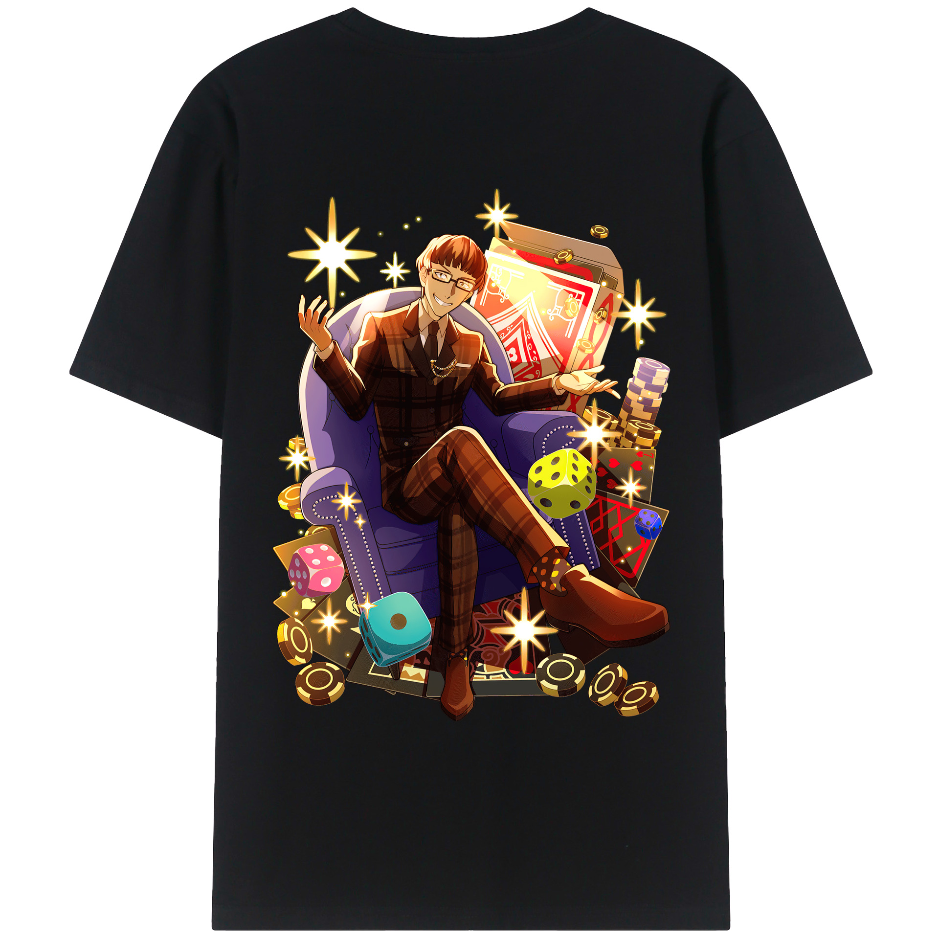 （画像用） 文豪ストレイドッグス Bungo Stray Dogs 綿100％ メンズ半袖Tシャツ（バックプリント） 通気性