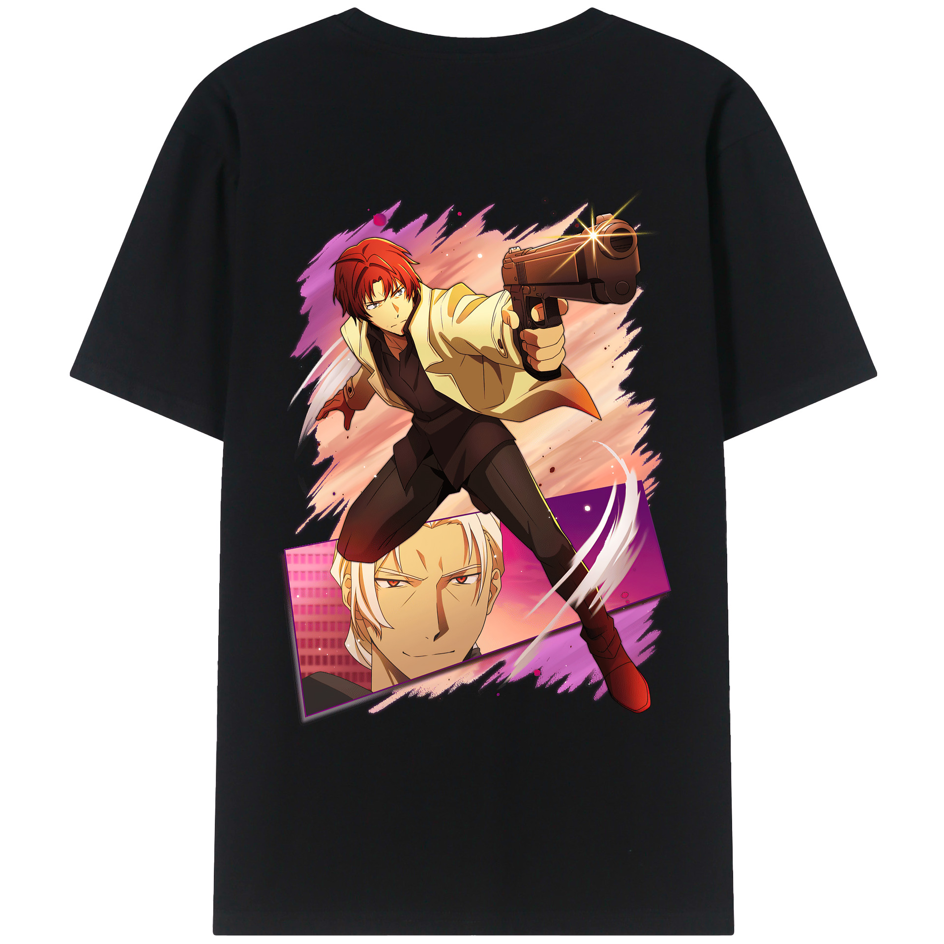 （画像用） 文豪ストレイドッグス Bungo Stray Dogs 綿100％ メンズ半袖Tシャツ（バックプリント） 通気性