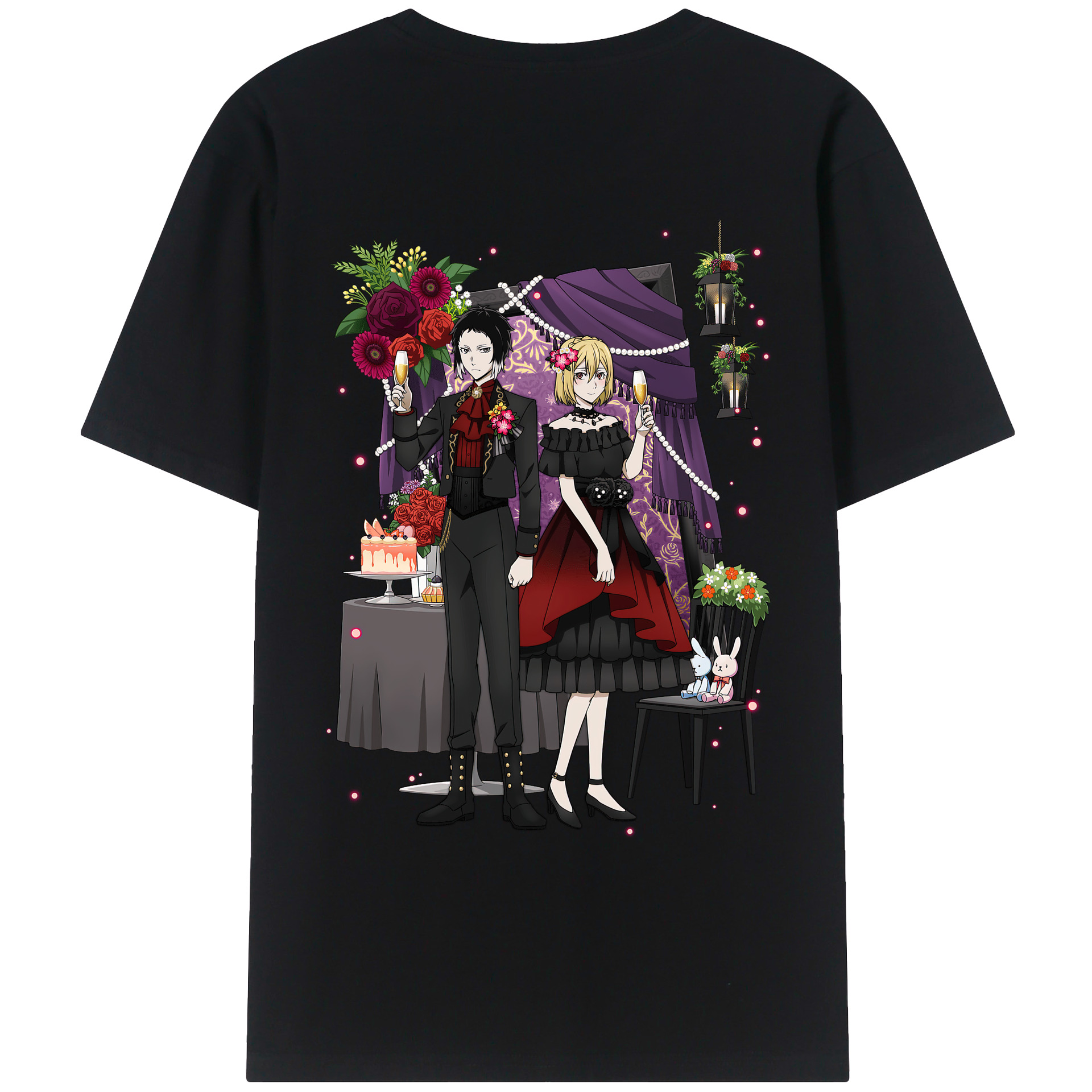 （画像用） 文豪ストレイドッグス Bungo Stray Dogs 綿100％ メンズ半袖Tシャツ（バックプリント） 通気性