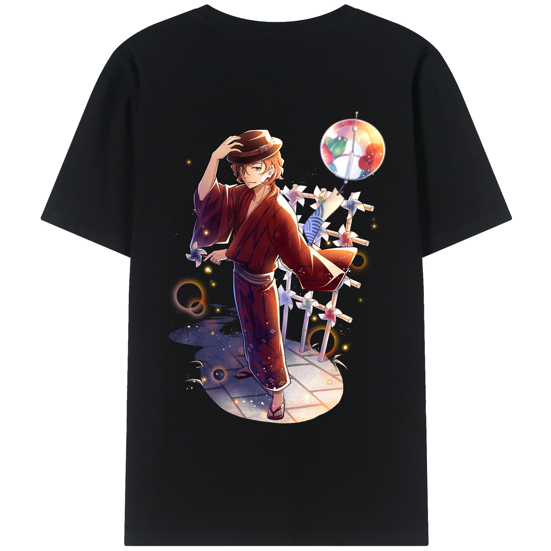 （画像用） 文豪ストレイドッグス Bungo Stray Dogs 綿100％ メンズ半袖Tシャツ（バックプリント） 通気性