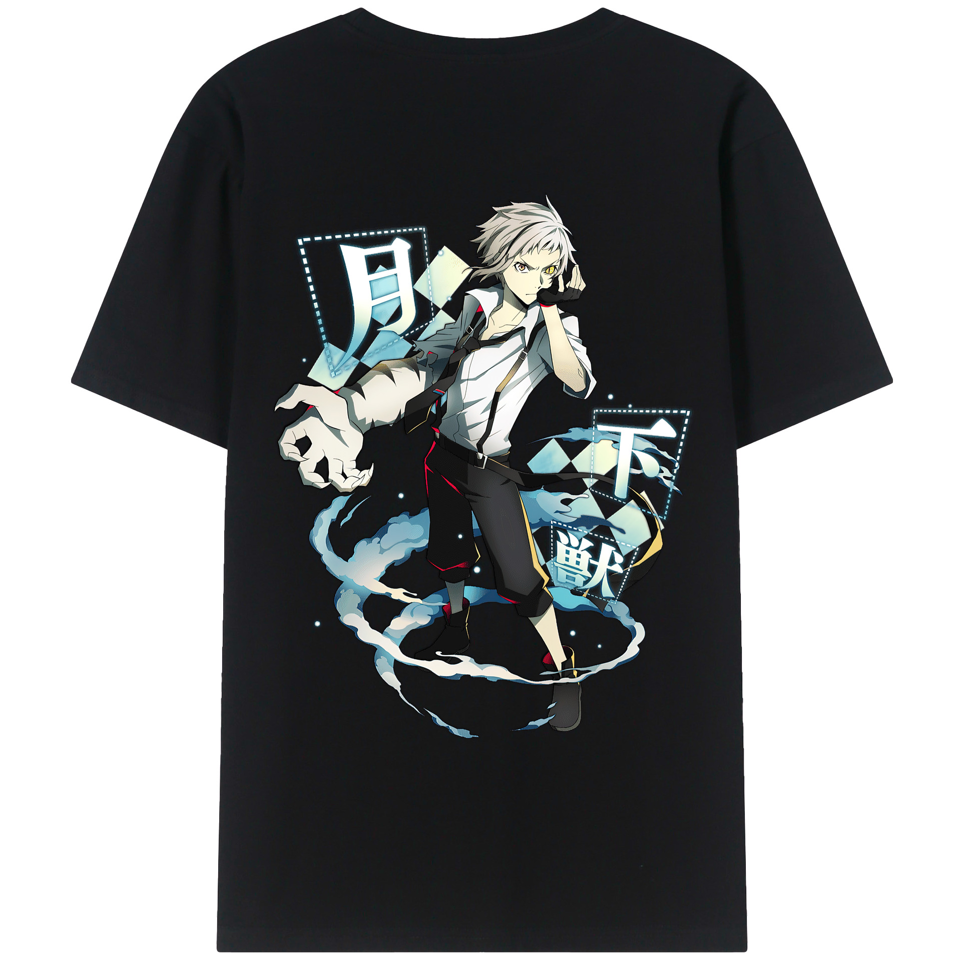 （画像用） 文豪ストレイドッグス Bungo Stray Dogs 綿100％ メンズ半袖Tシャツ（バックプリント） 通気性