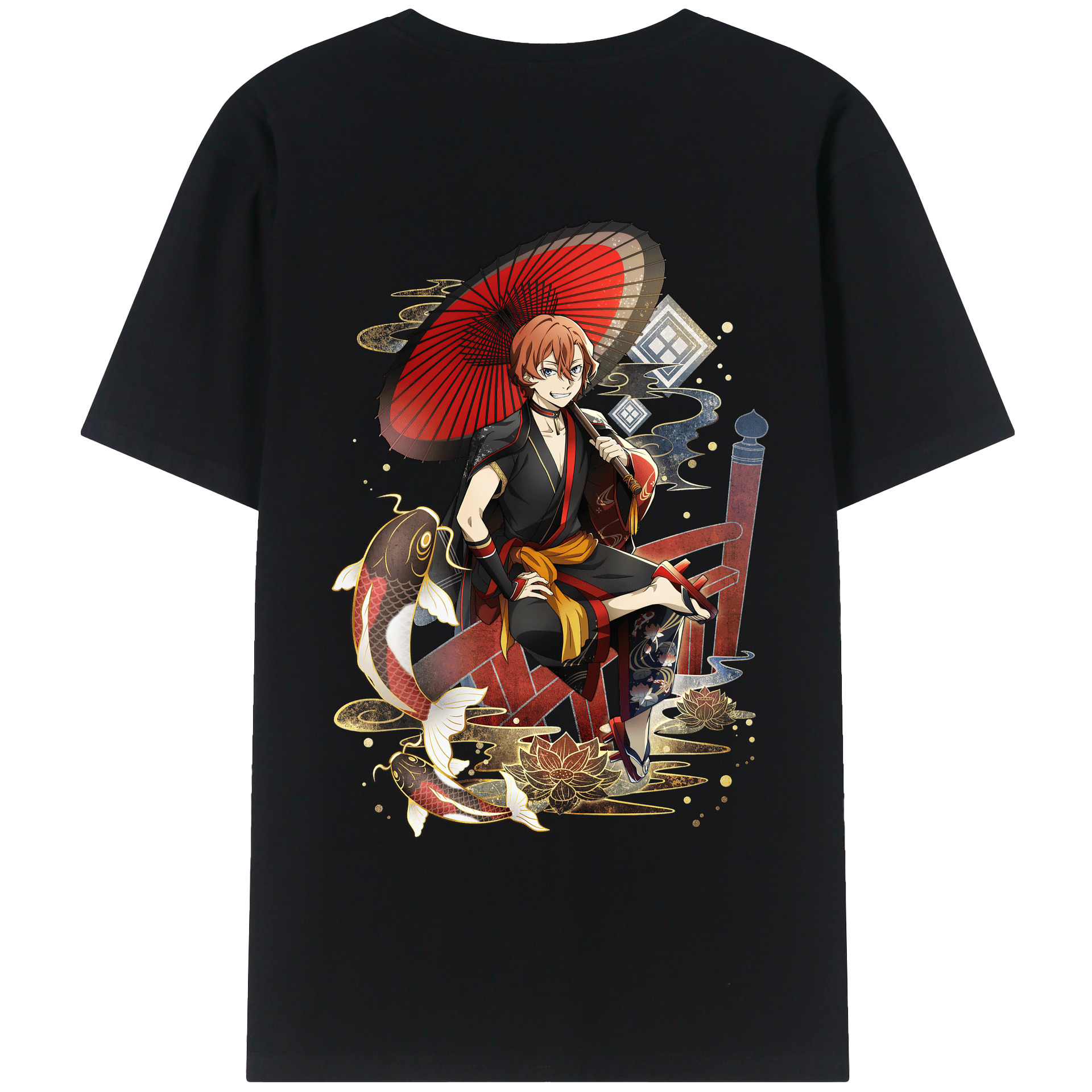 （画像用） 文豪ストレイドッグス Bungo Stray Dogs 綿100％ メンズ半袖Tシャツ（バックプリント） 通気性