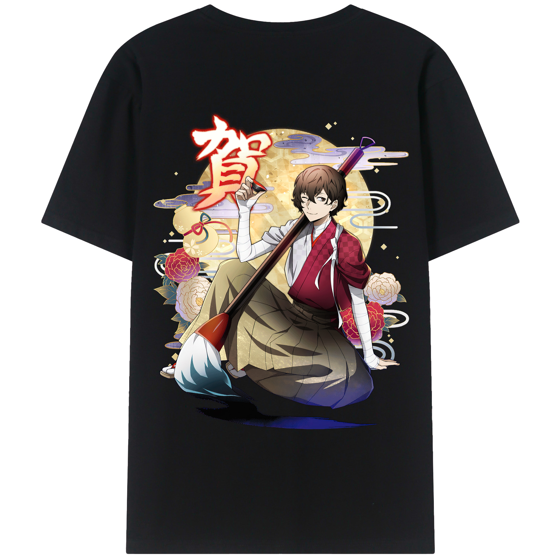 （画像用） 文豪ストレイドッグス Bungo Stray Dogs 綿100％ メンズ半袖Tシャツ（バックプリント） 通気性