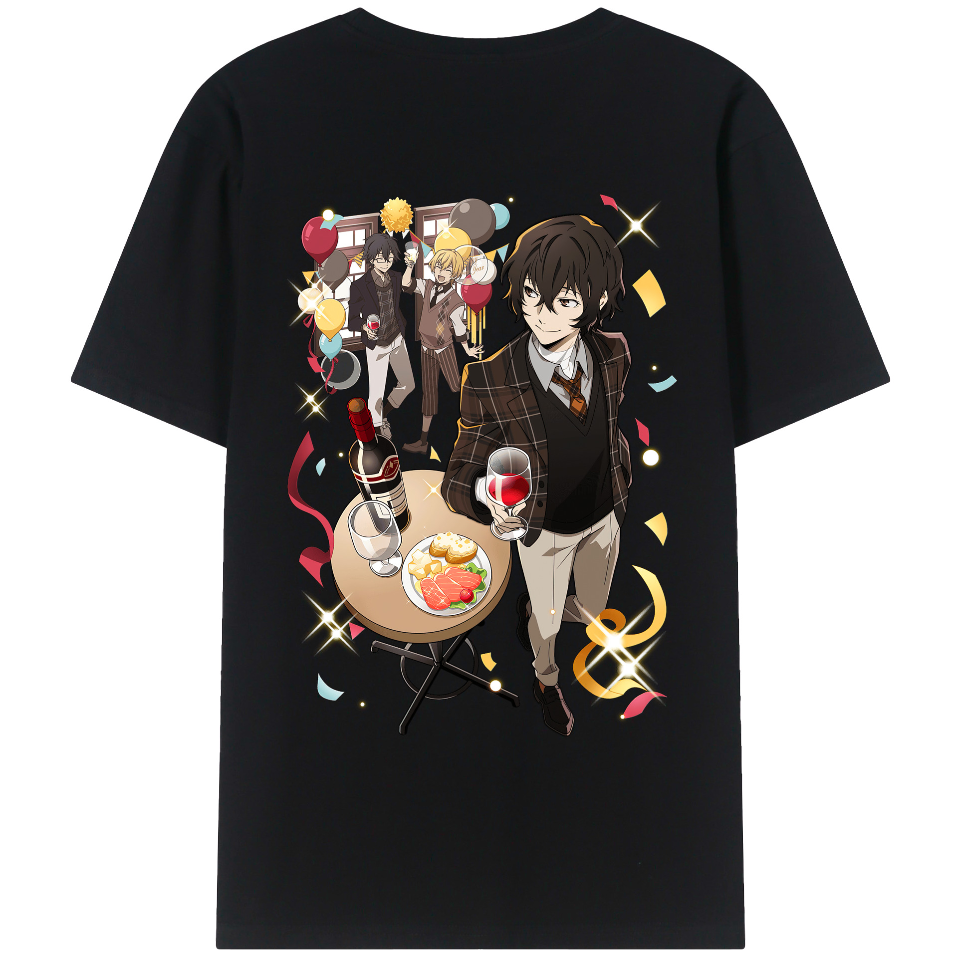 （画像用） 文豪ストレイドッグス Bungo Stray Dogs 綿100％ メンズ半袖Tシャツ（バックプリント） 通気性