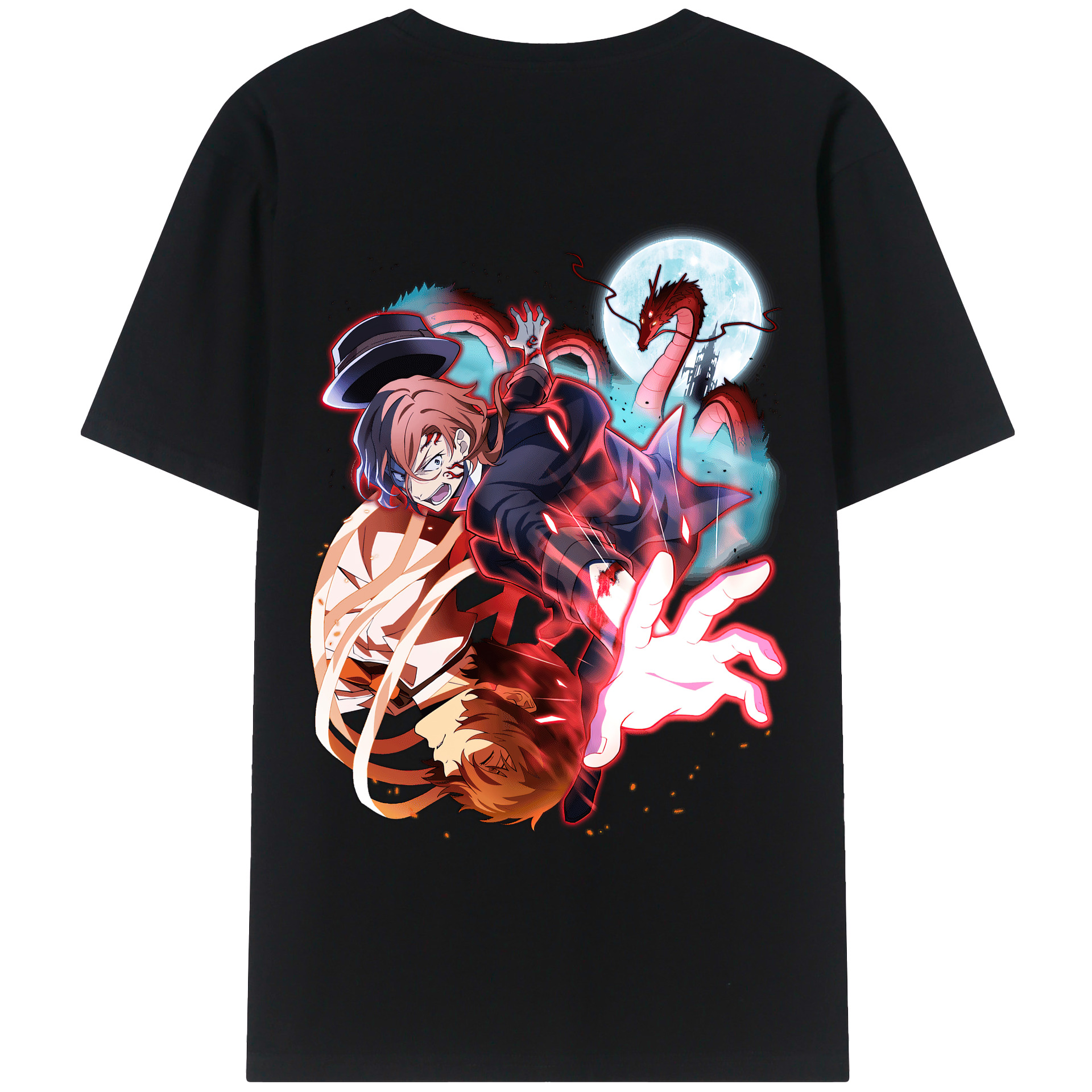 （画像用） 文豪ストレイドッグス Bungo Stray Dogs 綿100％ メンズ半袖Tシャツ（バックプリント） 通気性