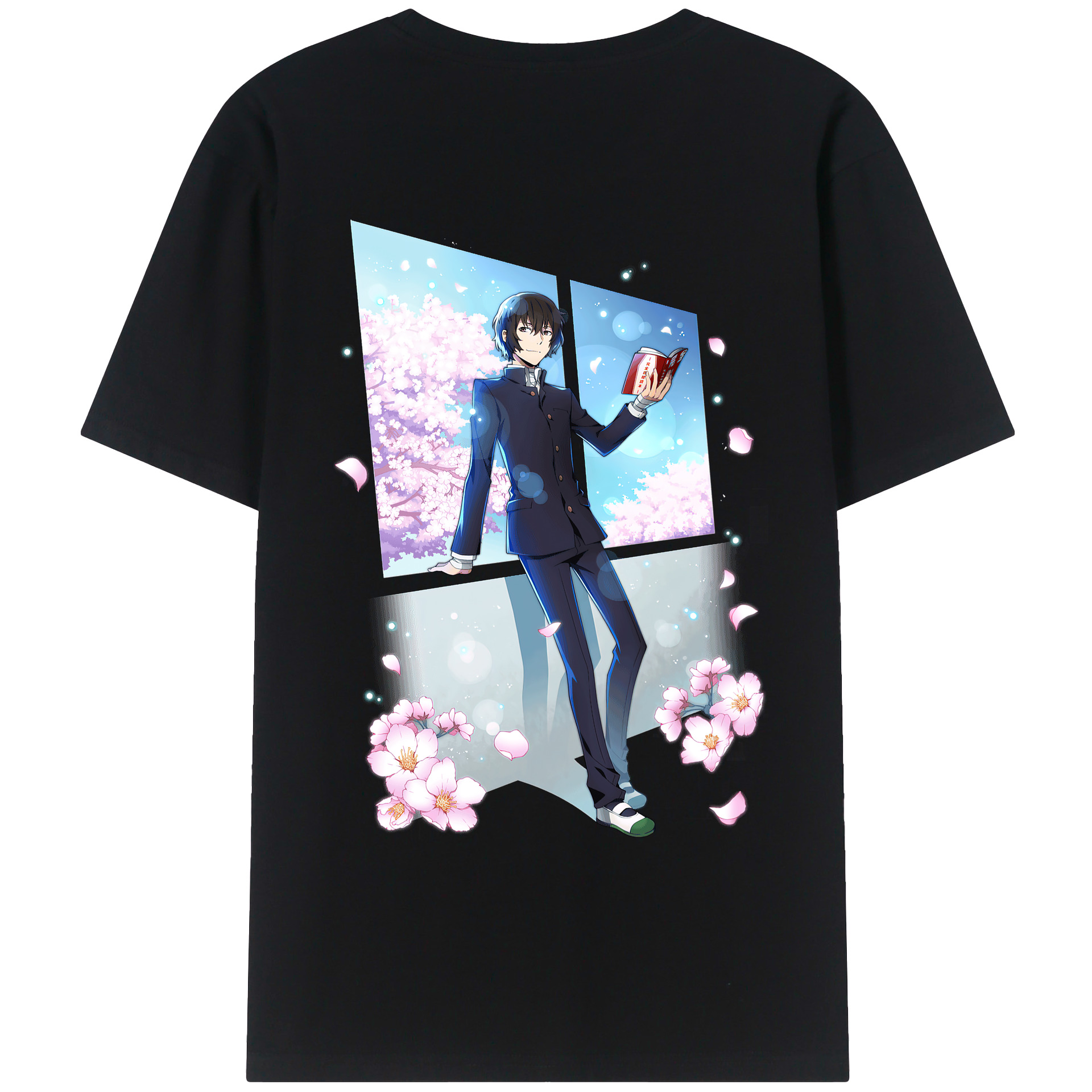 （画像用） 文豪ストレイドッグス Bungo Stray Dogs 綿100％ メンズ半袖Tシャツ（バックプリント） 通気性
