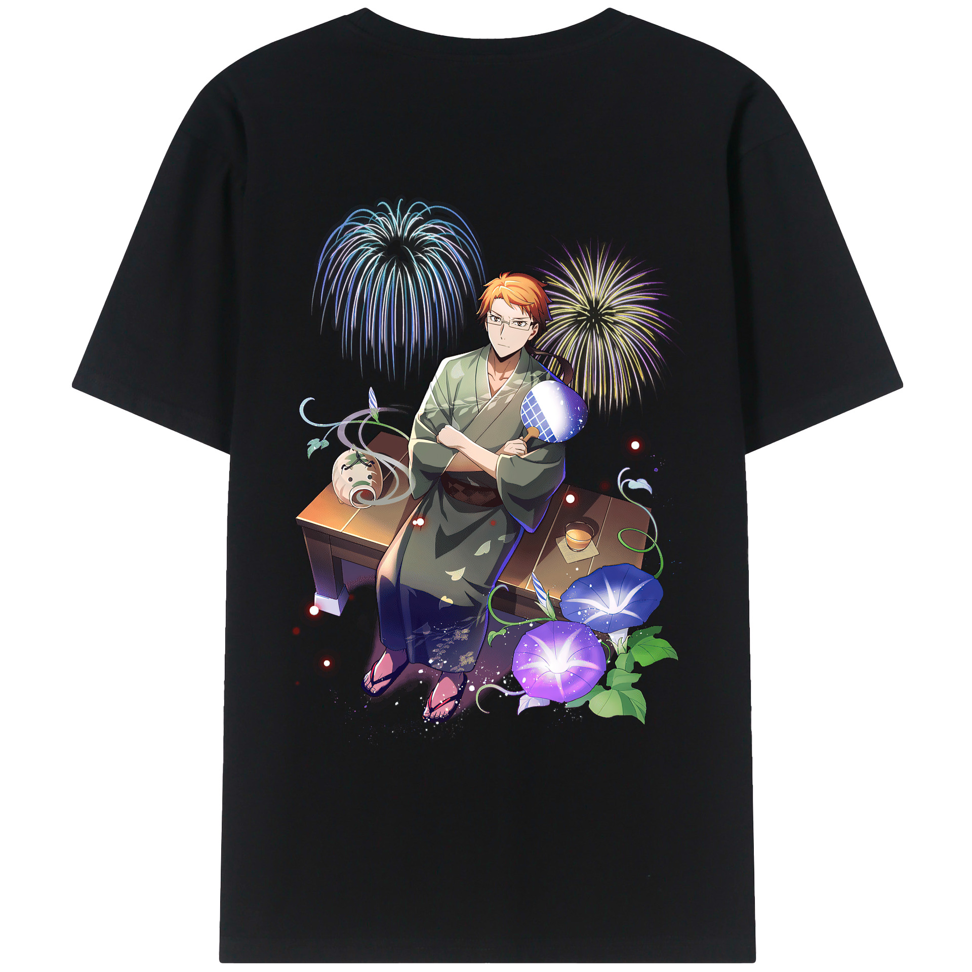 （画像用） 文豪ストレイドッグス Bungo Stray Dogs 綿100％ メンズ半袖Tシャツ（バックプリント） 通気性