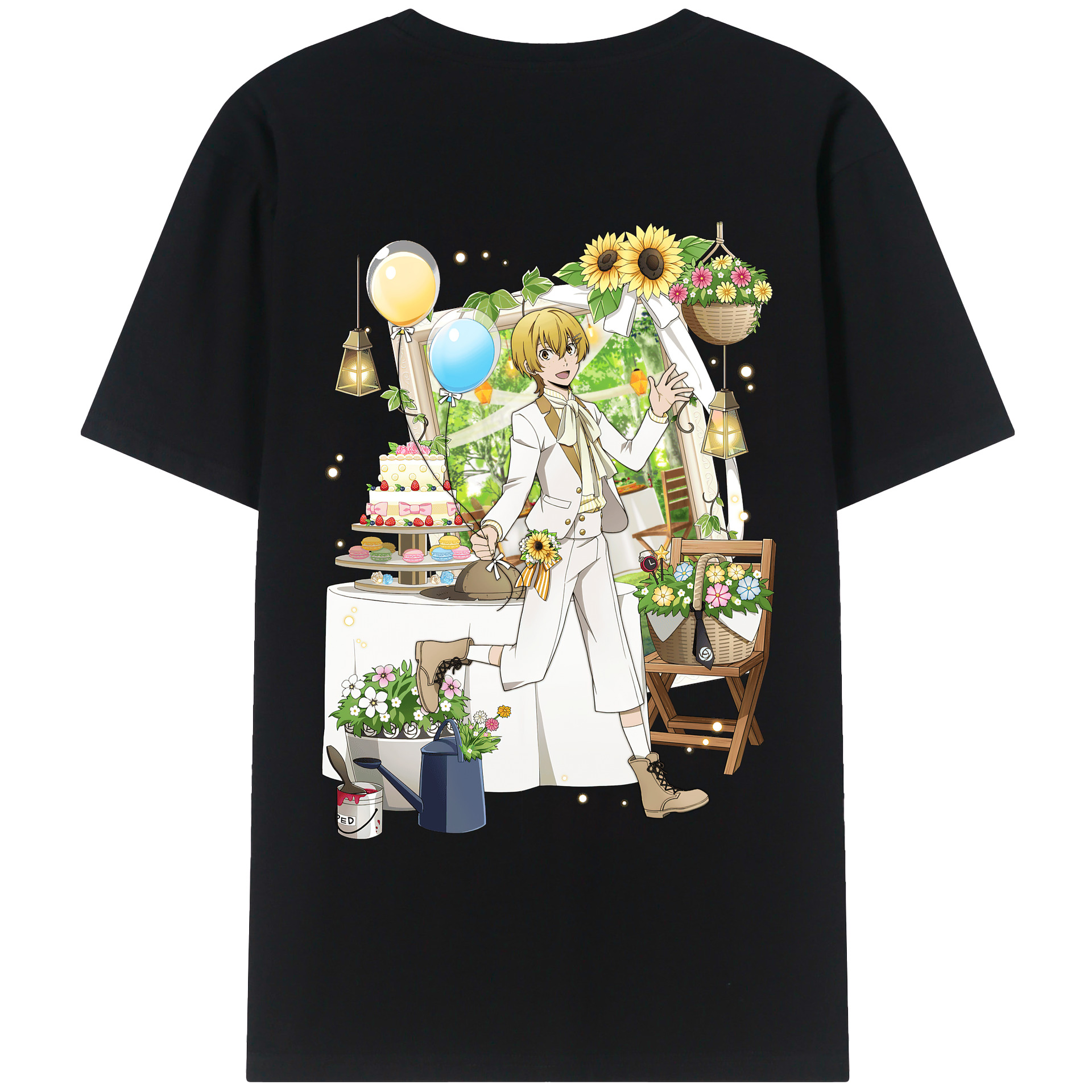 （画像用） 文豪ストレイドッグス Bungo Stray Dogs 綿100％ メンズ半袖Tシャツ（バックプリント） 通気性