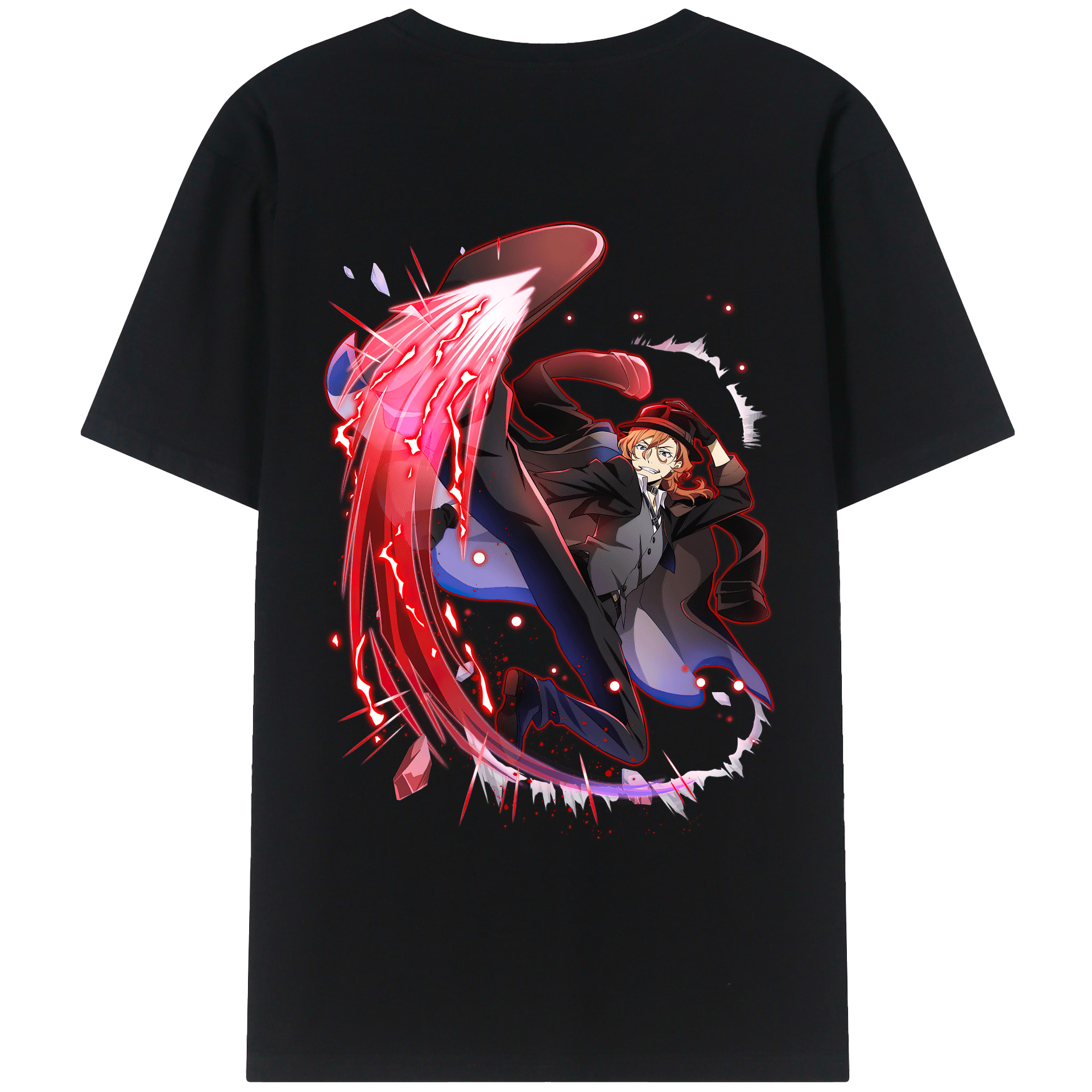 （画像用） 文豪ストレイドッグス Bungo Stray Dogs 綿100％ メンズ半袖Tシャツ（バックプリント） 通気性