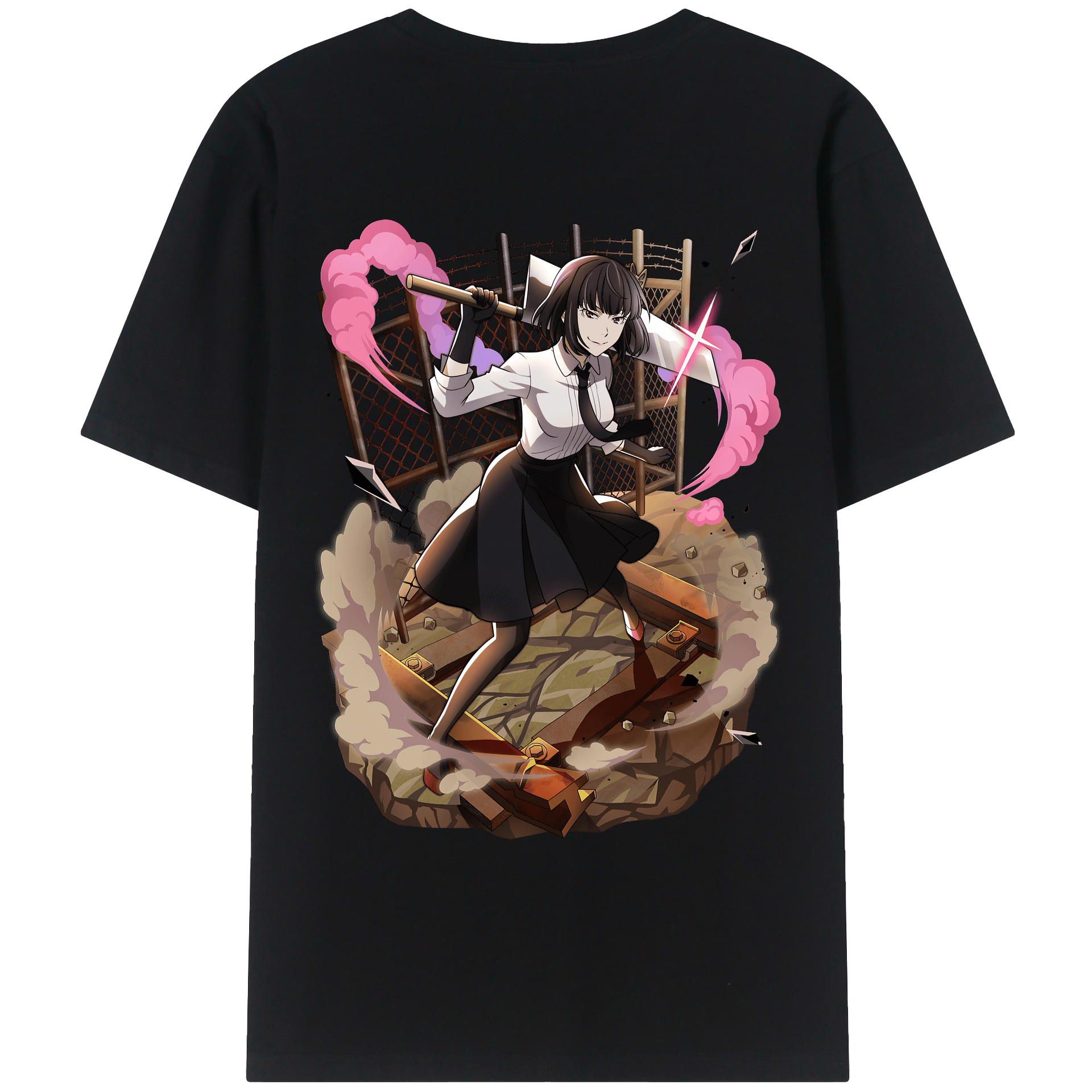 （画像用） 文豪ストレイドッグス Bungo Stray Dogs 綿100％ メンズ半袖Tシャツ（バックプリント） 通気性